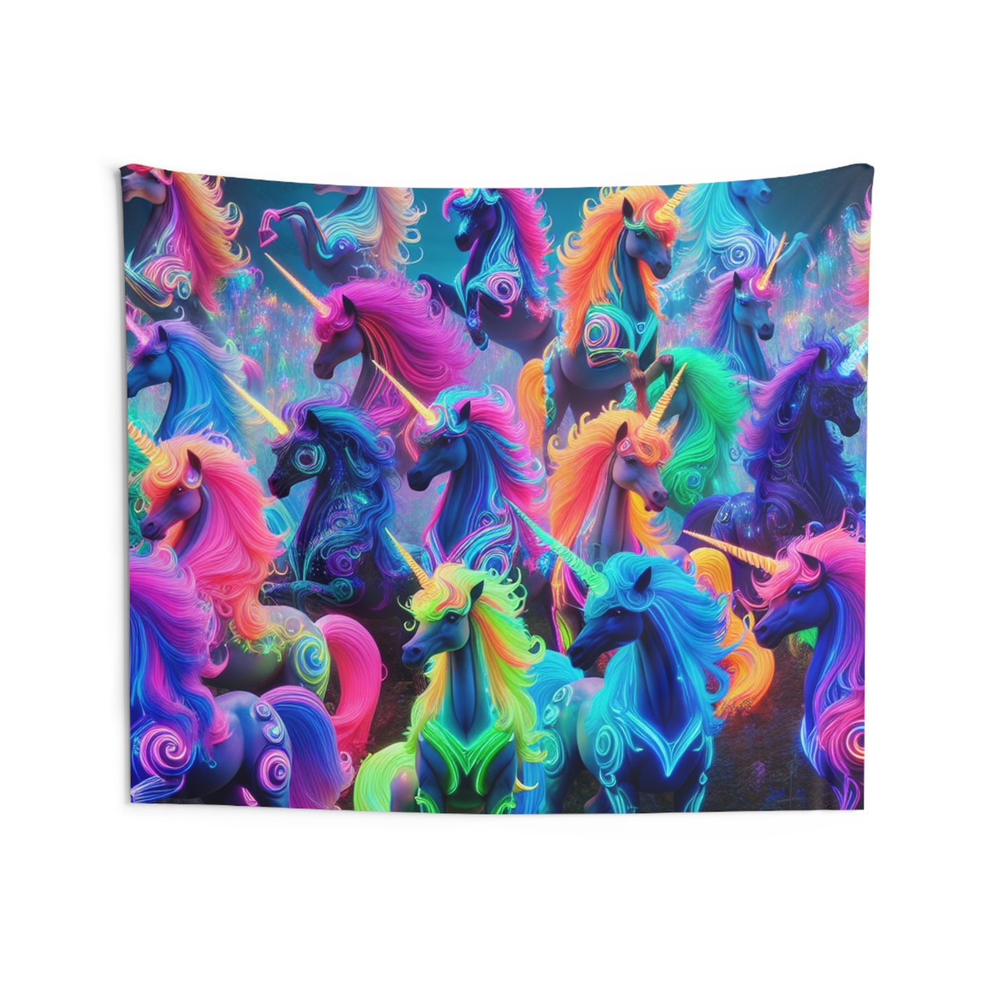 Neon Unicorns Spectacle. NEON Unicorns Art Tapestry
