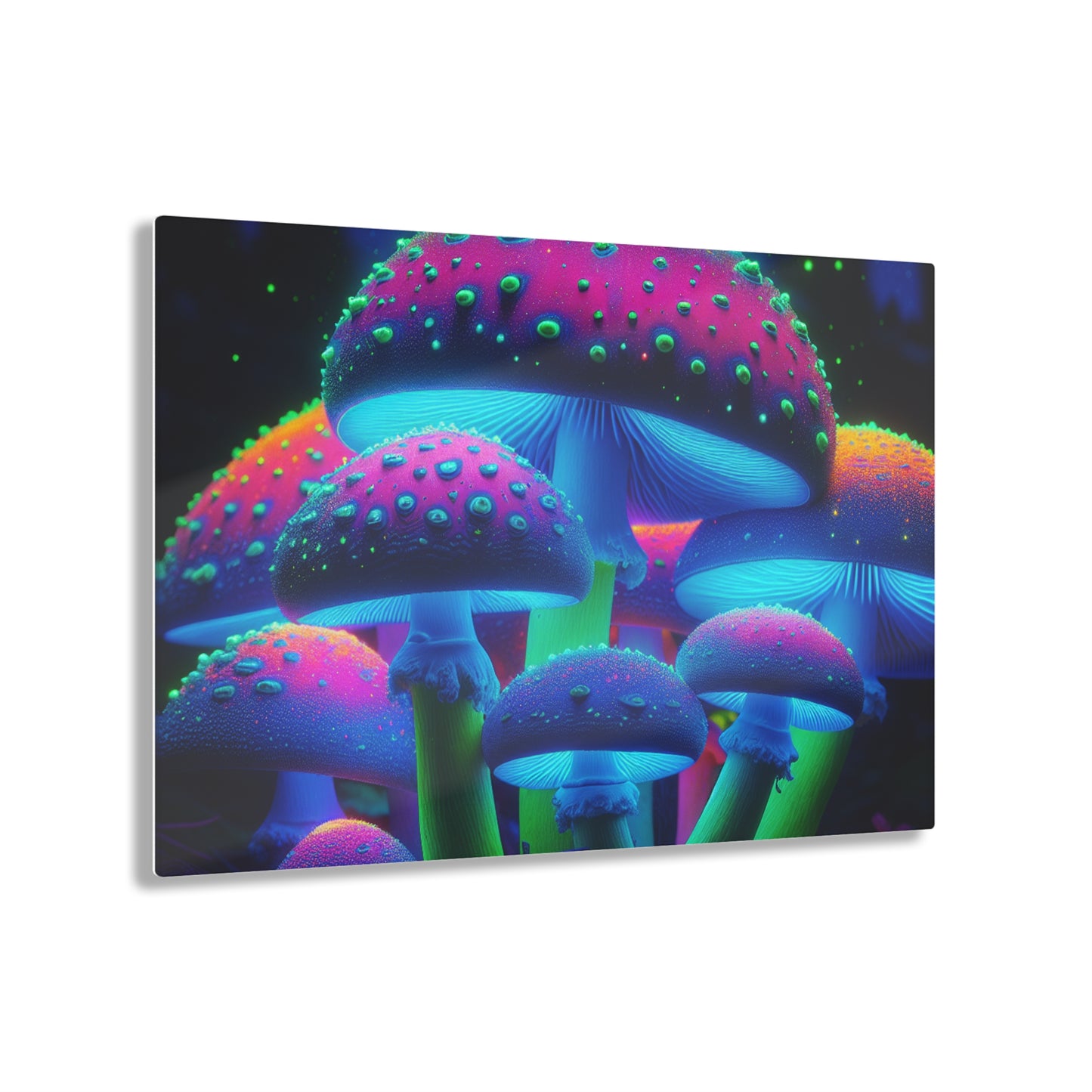 Neon Fungi Flourish. Mushrooms 1/4" Glossy Acrylic Art