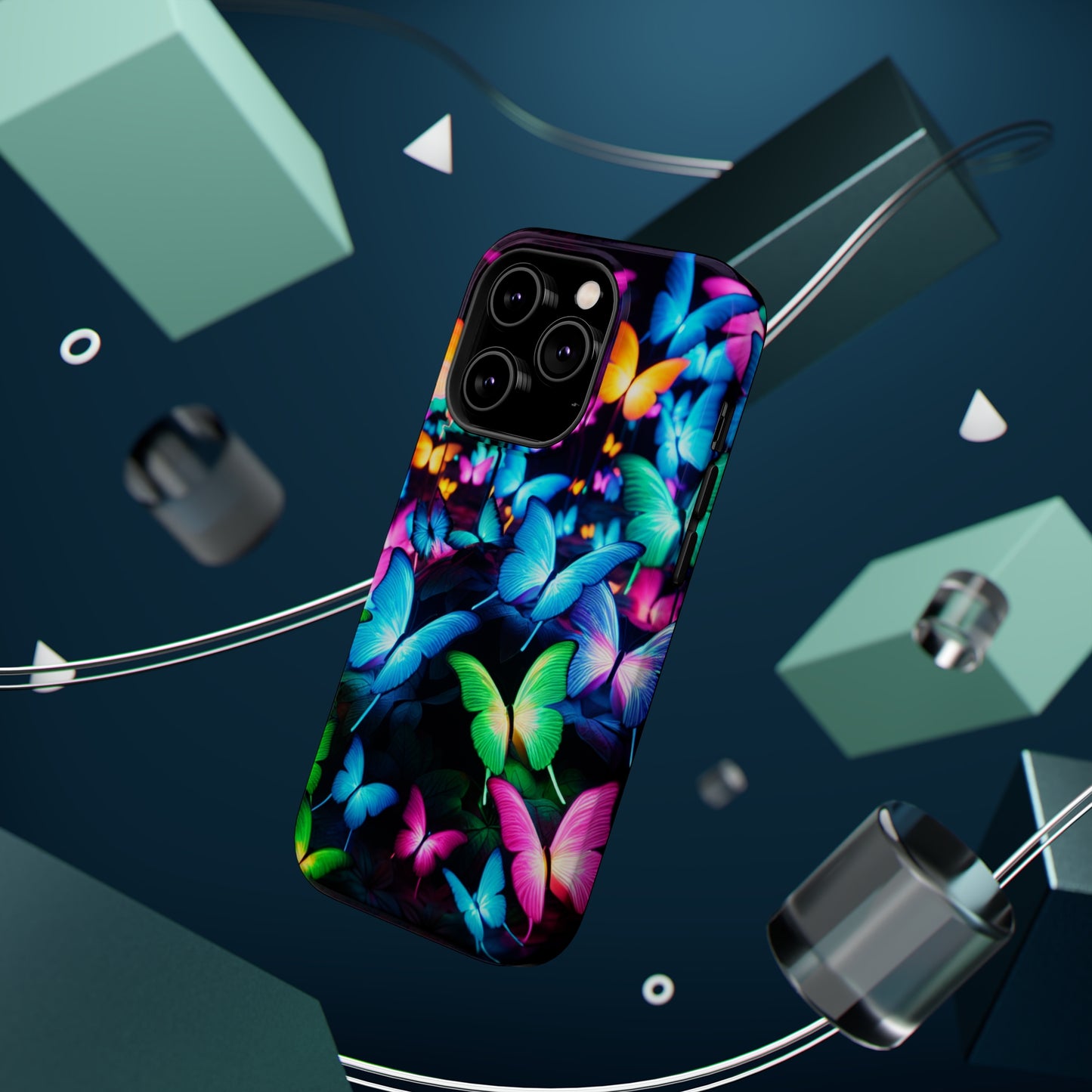 "Neon Butterfly Luridrainbow". Neon Butterflies Premium Art Magsafe Magnet Tough IPhone 13 14 15 Pro Plus Max and Mini in Matte and Glossy Phone cases