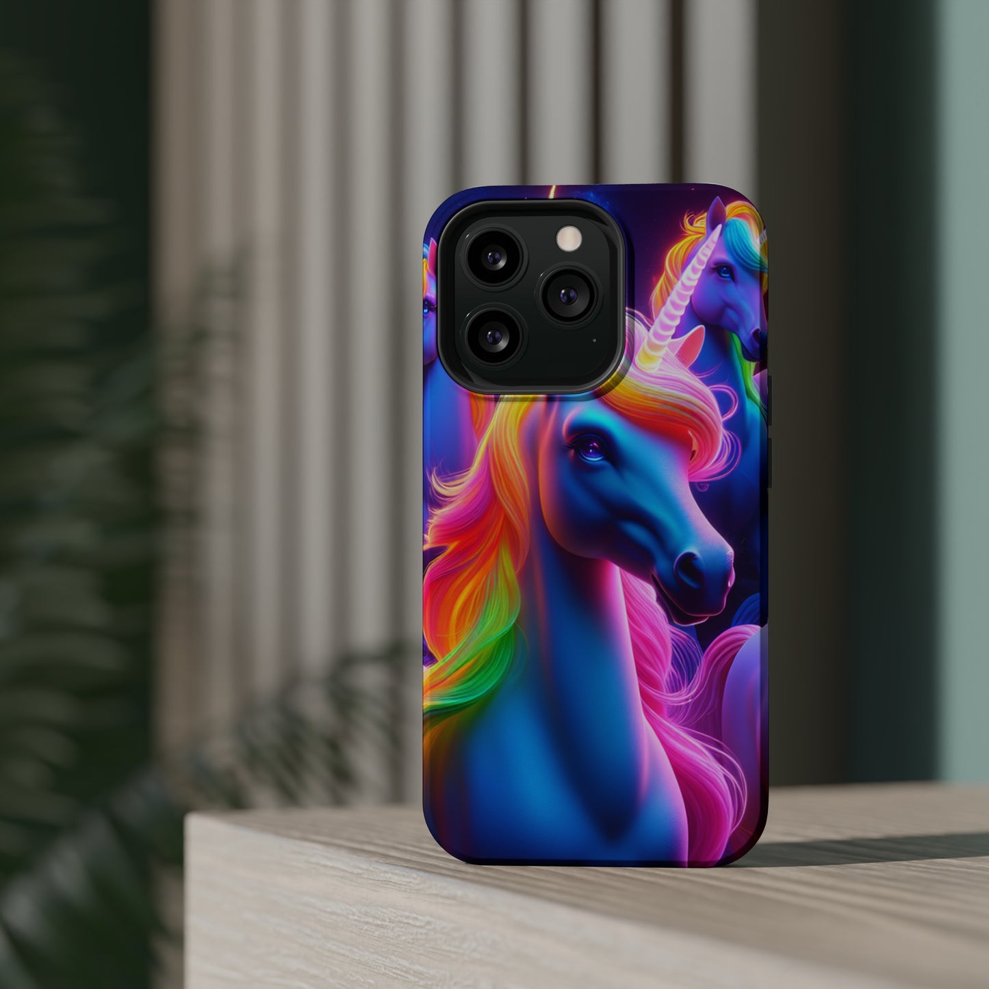 Neon Nighthorn Pride Neon Unicorns Premium Art Magsafe Magnet Tough IPhone 13 14 15 Pro Plus Max and Mini in Matte and Glossy Phone cases
