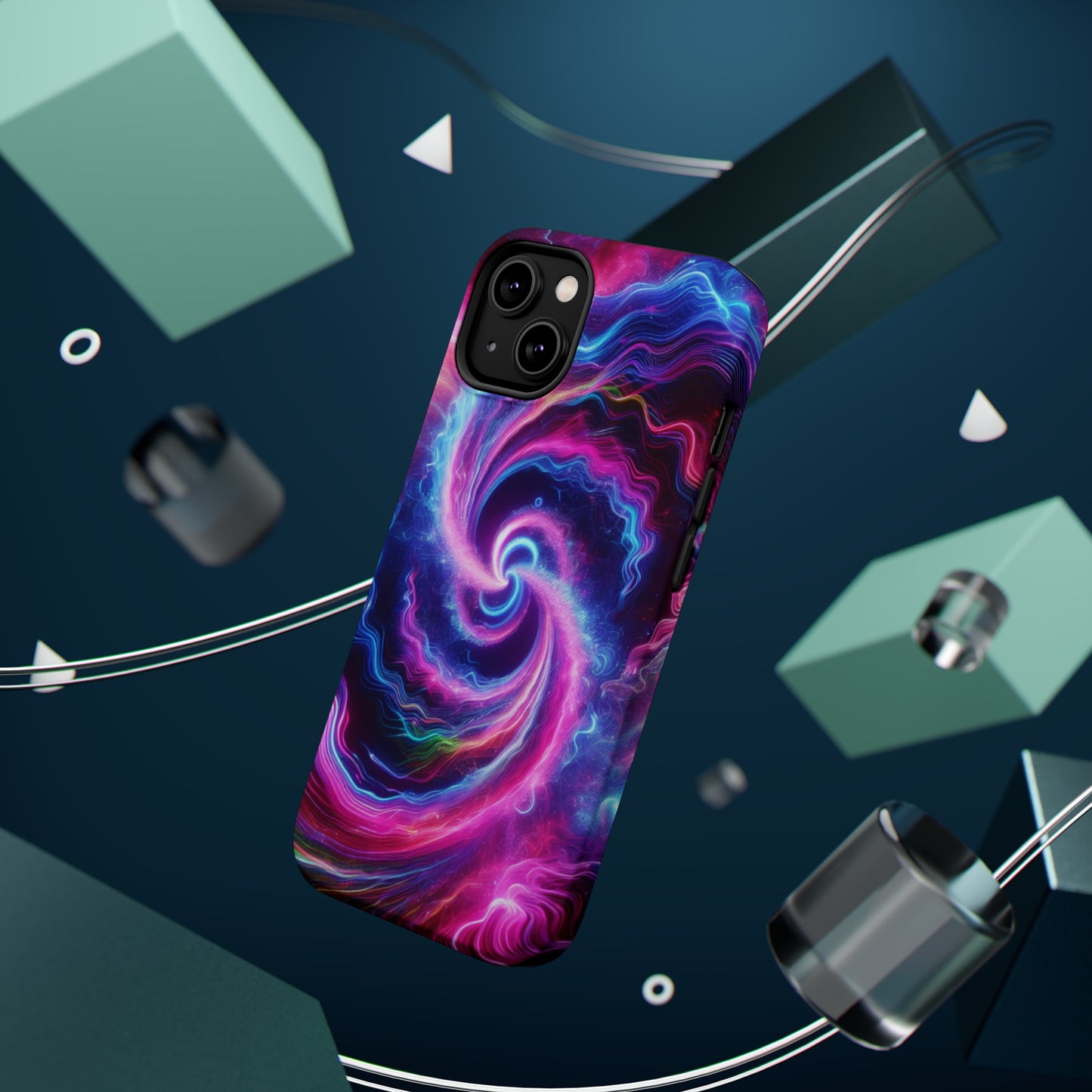 Infinite Neon Horizon Neon Trippy Infinity Patterns Premium Art Magsafe Magnet Tough IPhone 13 14 15 Pro Plus Max and Mini in Matte and Glossy Phone cases