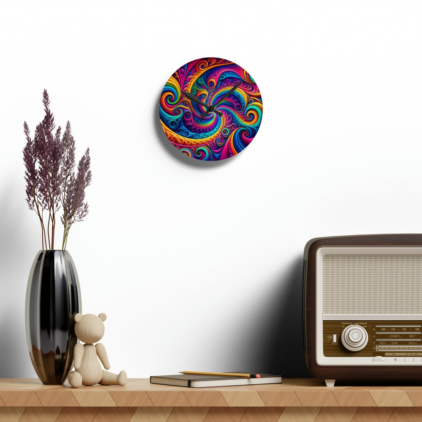 Vibrancy Infinity Neonometry Infinity Patterns Art Acrylic Clock