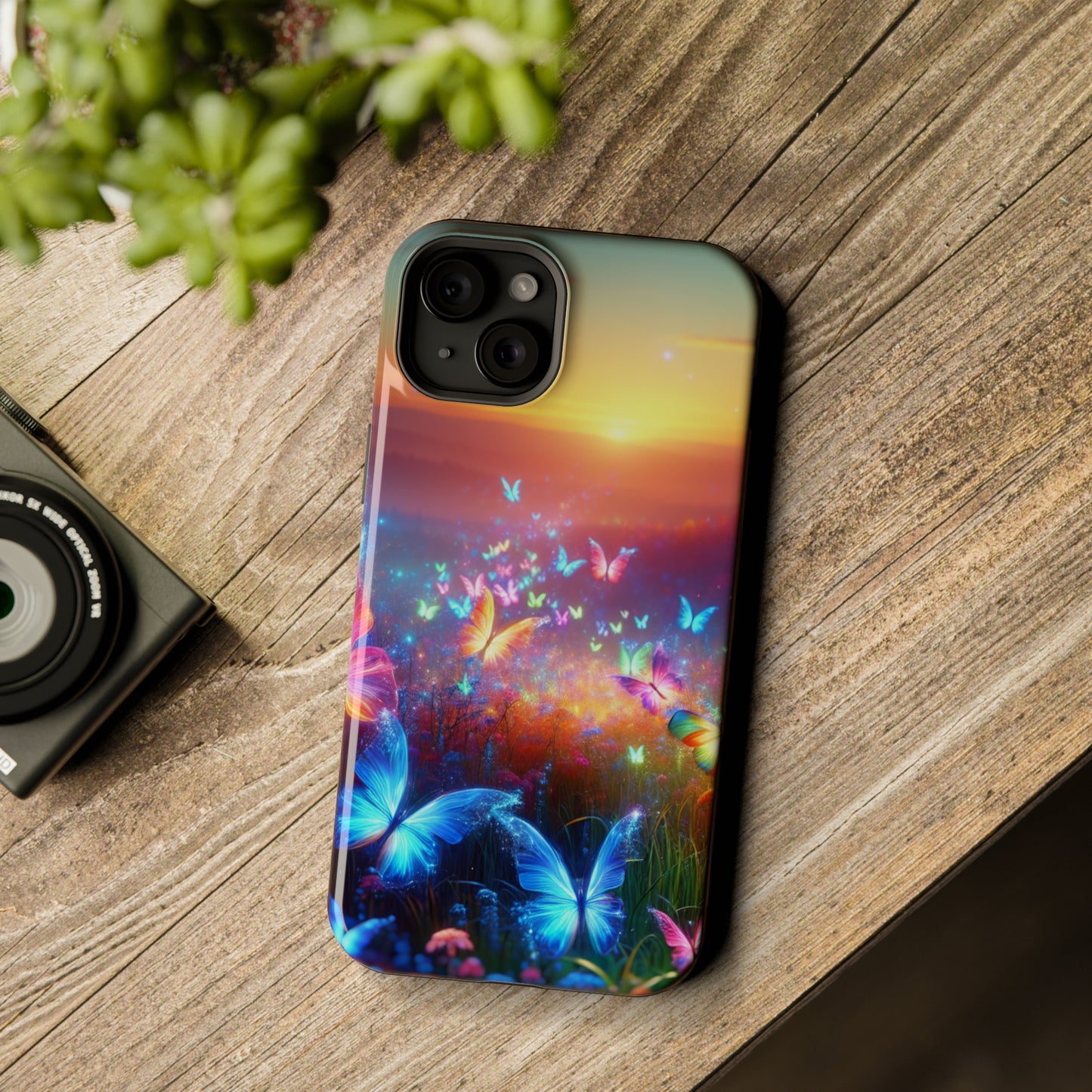 Neon Flight Fantasy Neon Butterflies Premium Art Magsafe Magnet Tough IPhone 13 14 15 Pro Plus Max and Mini in Matte and Glossy Phone cases