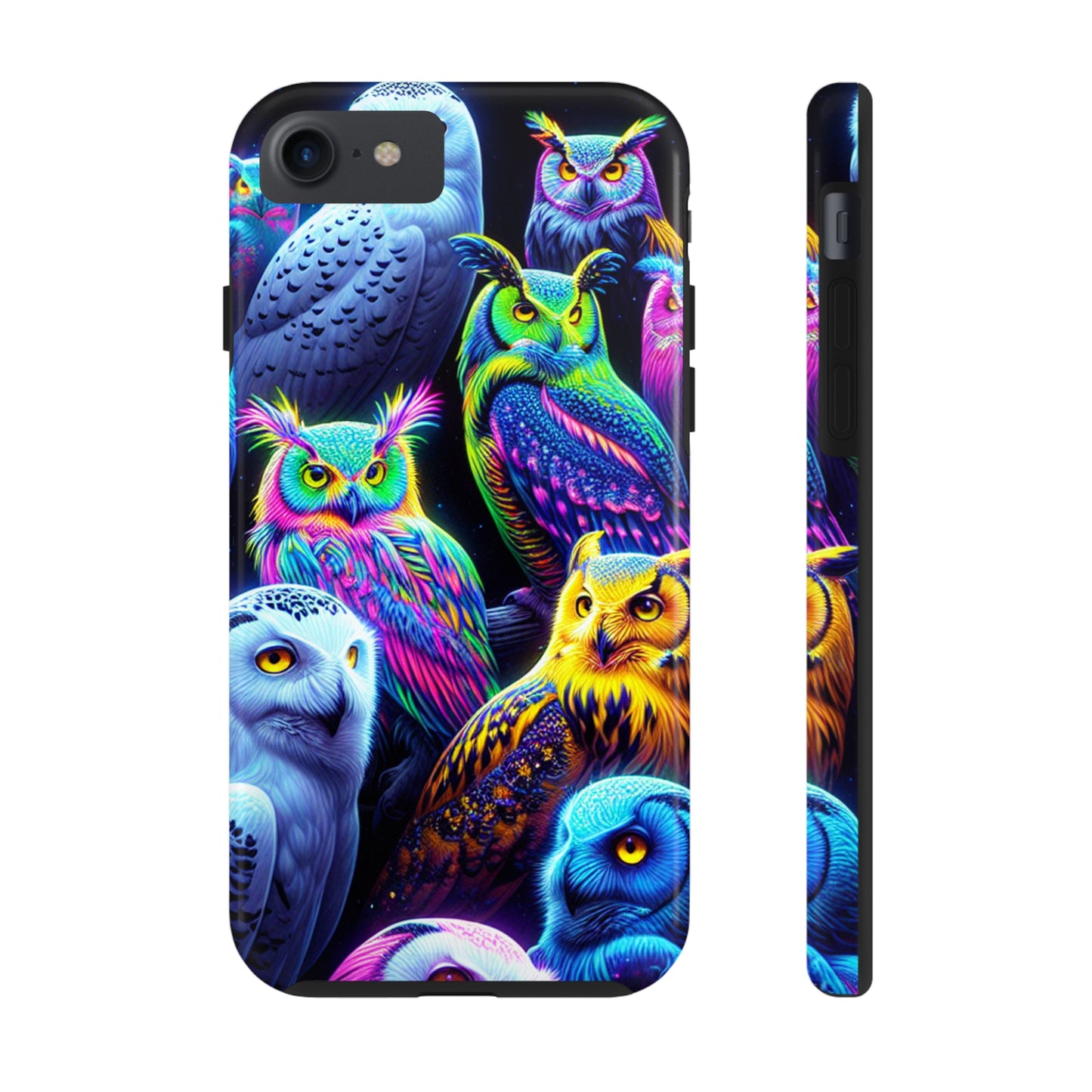 'Flock of Electric Flamses' NEON Owls Tough Phone Case