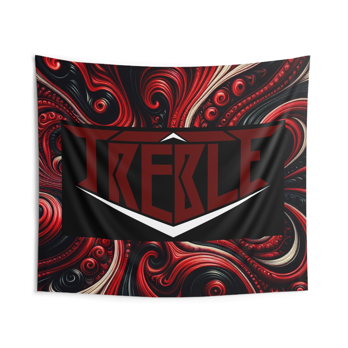 Treble Twilight Mysticism. Red & Black Infinity Patterns Art Tapestry