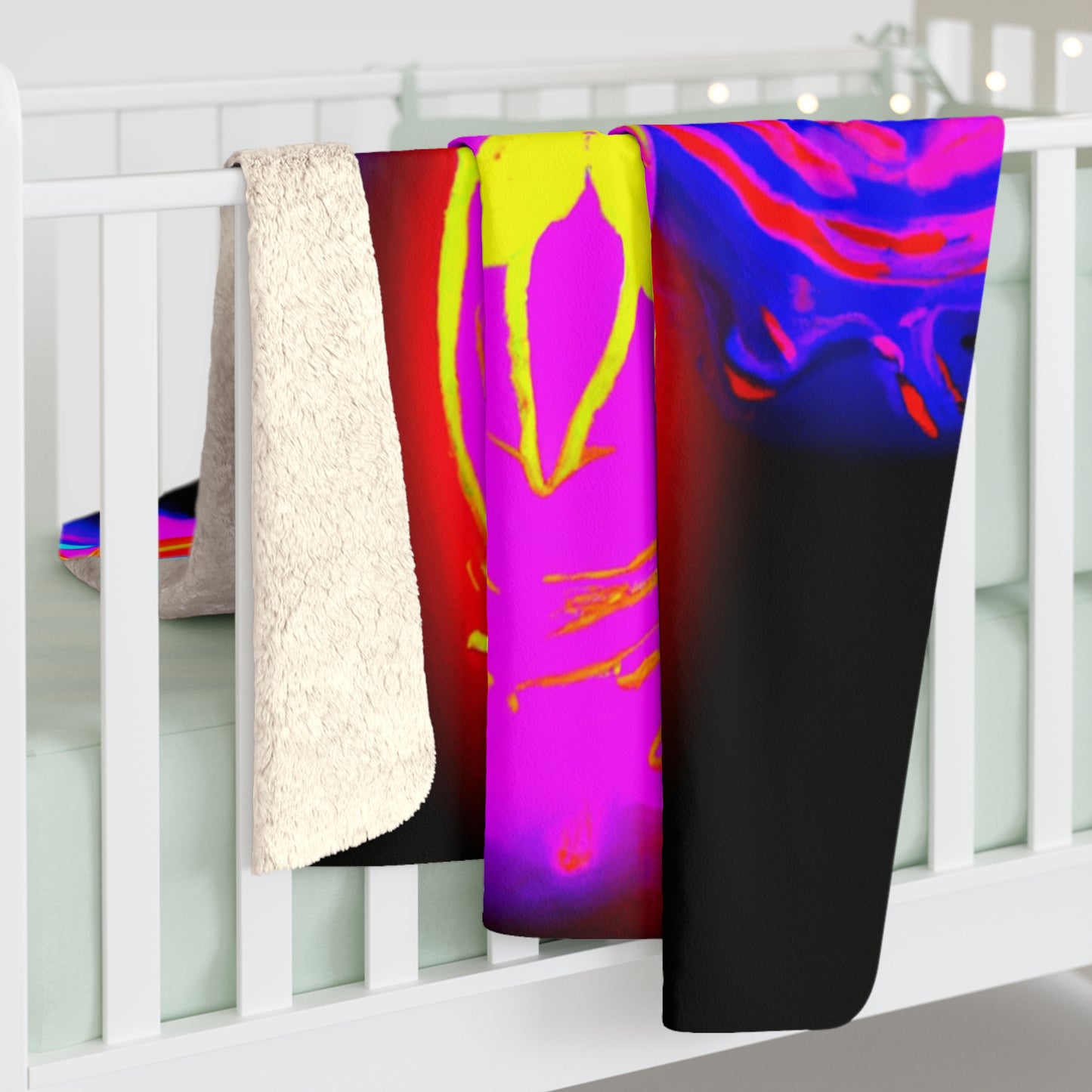 "Night Symphony" - NEON Owls Art Sherpa Blanket