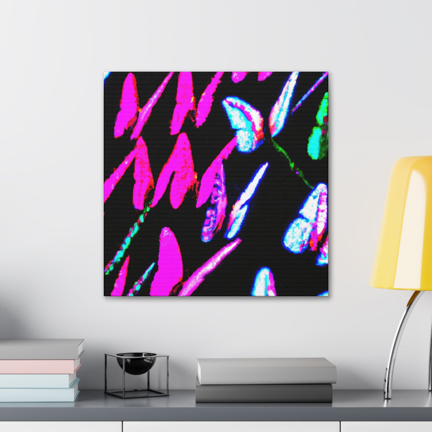 "Neon-Butterfly Prism" Neon Butterflies Art Canvas