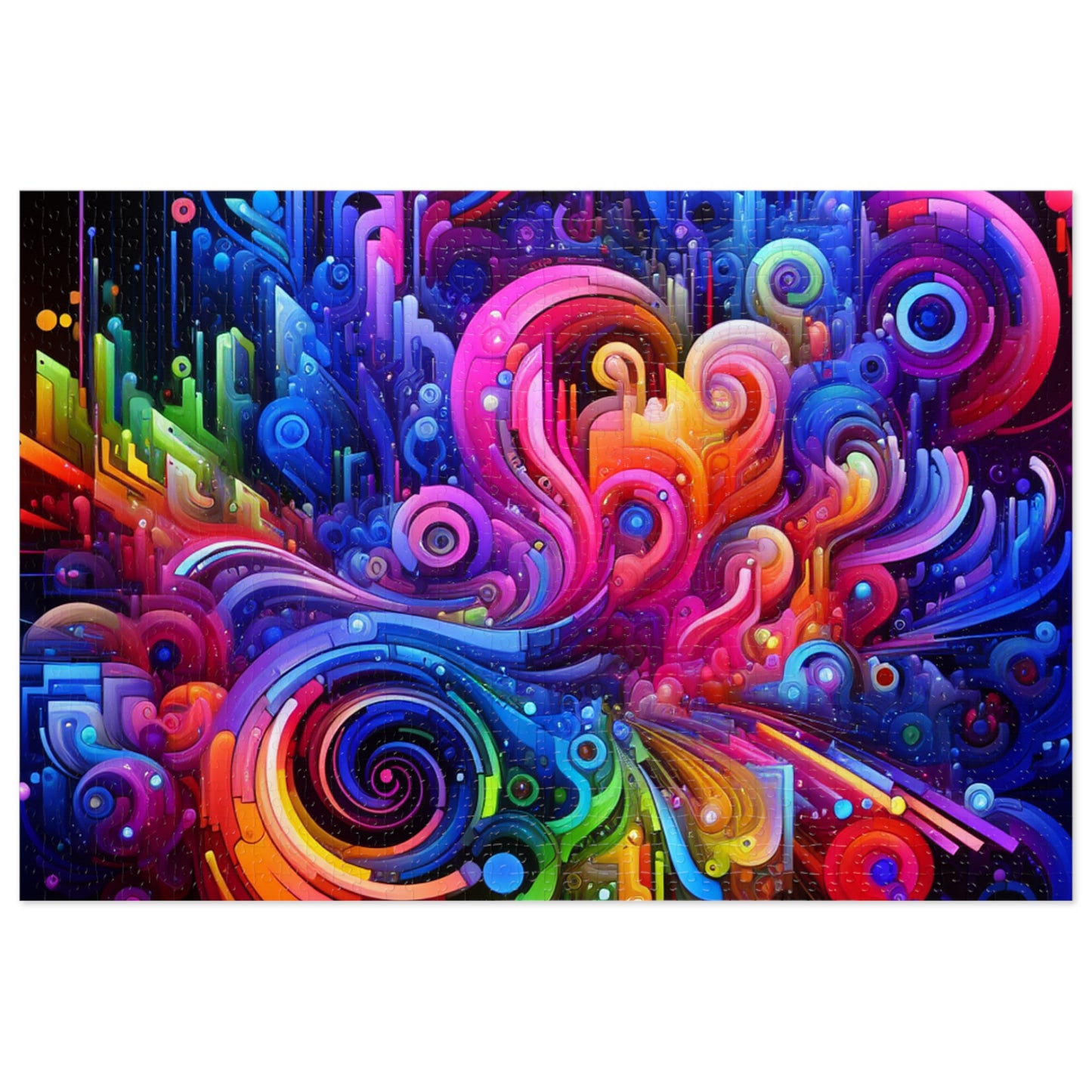 "Neon Flux" - Neon Trippy Infinity Patterns Puzzle 30, 110, 252, and 1000 Pieces