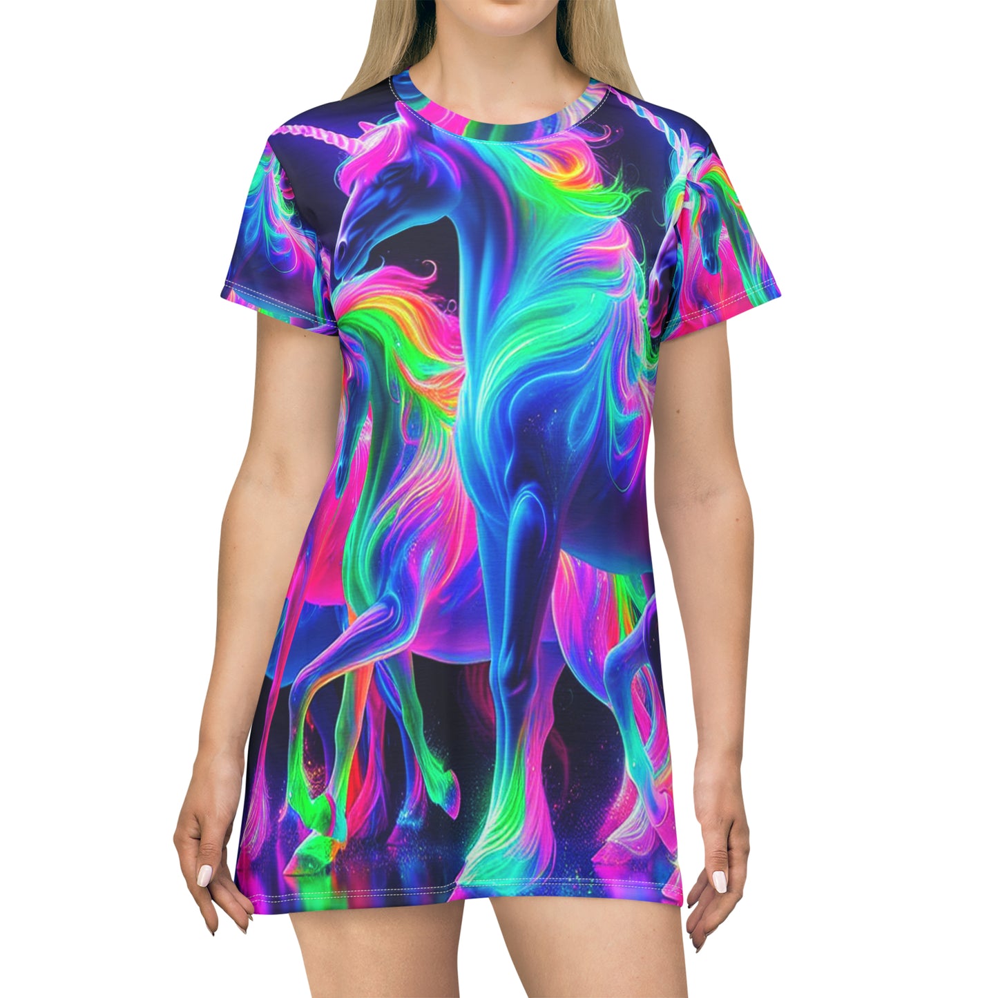 Neon Unicorn Dreamscape. Neon Unicorns Womans T Shirt Dress