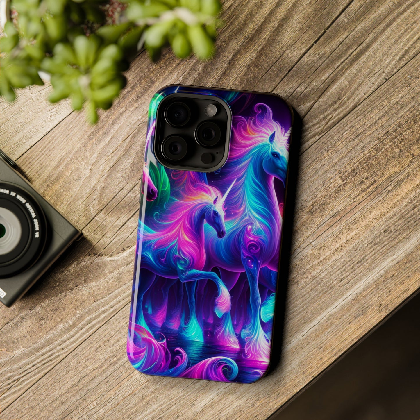 Neon Uniflourish Neon Unicorns Premium Art Magsafe Magnet Tough IPhone 13 14 15 Pro Plus Max and Mini in Matte and Glossy Phone cases
