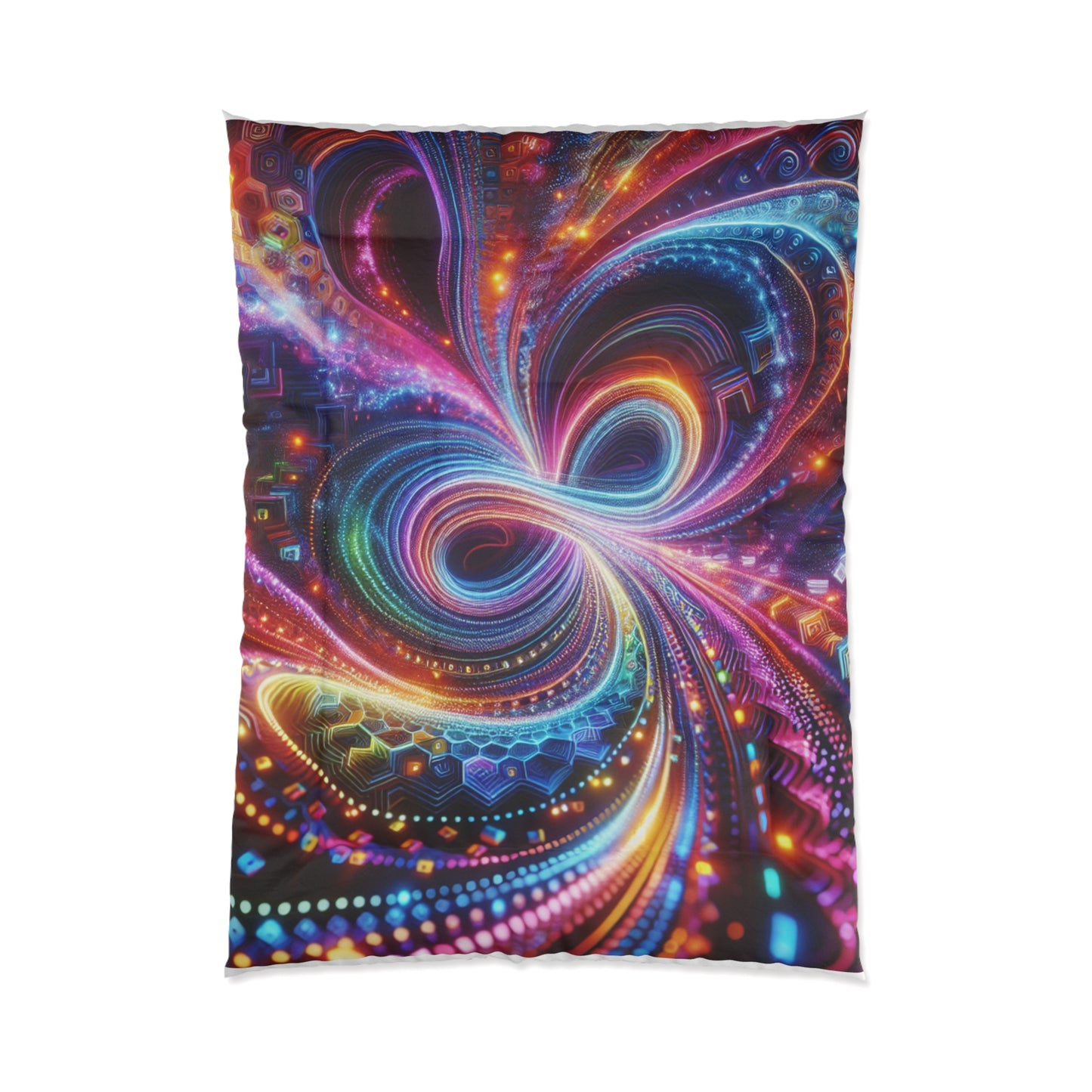 Vibrant Neon Infinity Whirls. Trippy Infinity Patterns Comforter Blanket