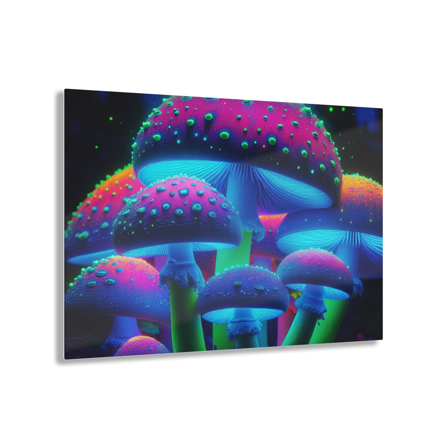 Neon Fungi Flourish. Mushrooms 1/4" Glossy Acrylic Art