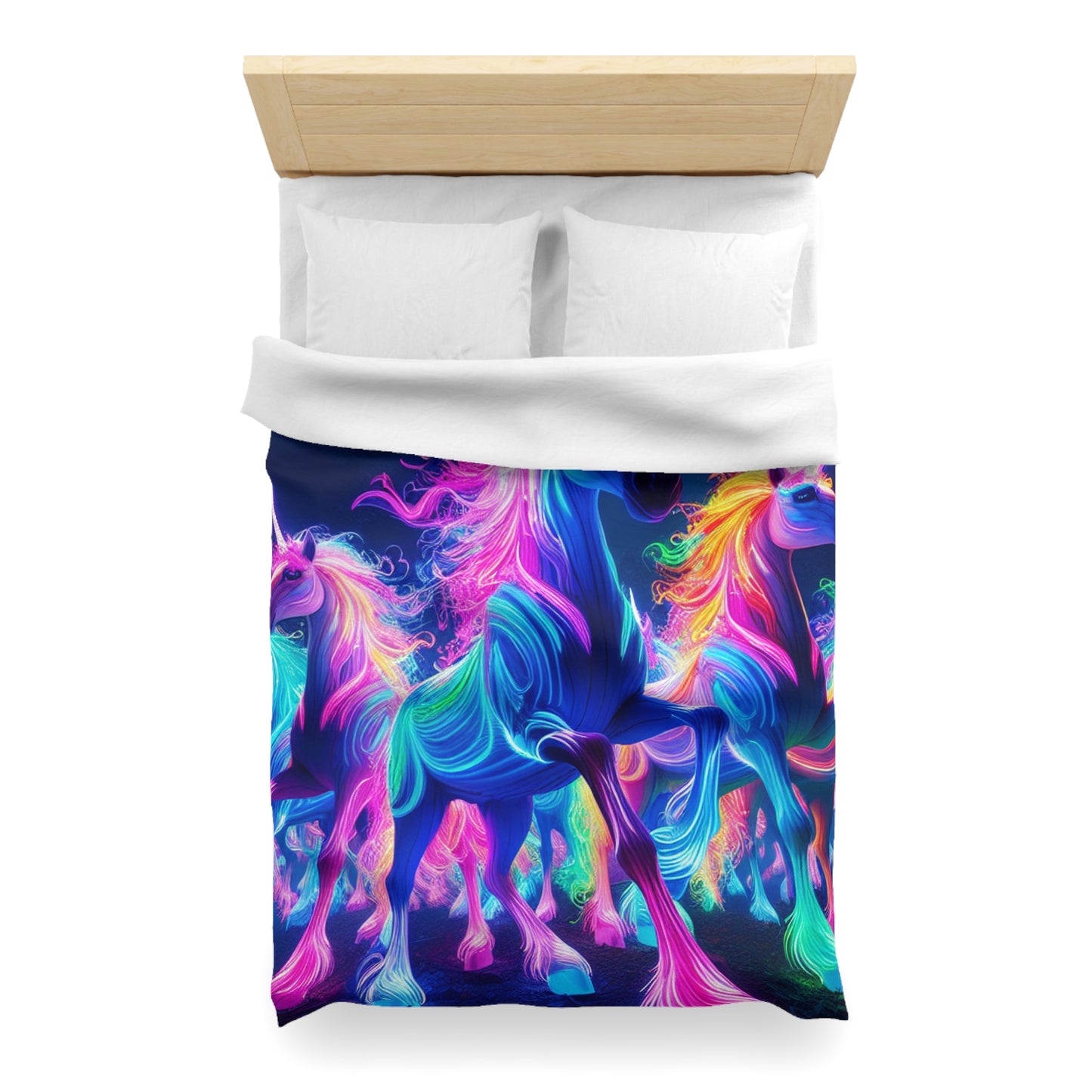 Gideon d'Lonac - NEON Unicorns Microfiber Duvet Cover