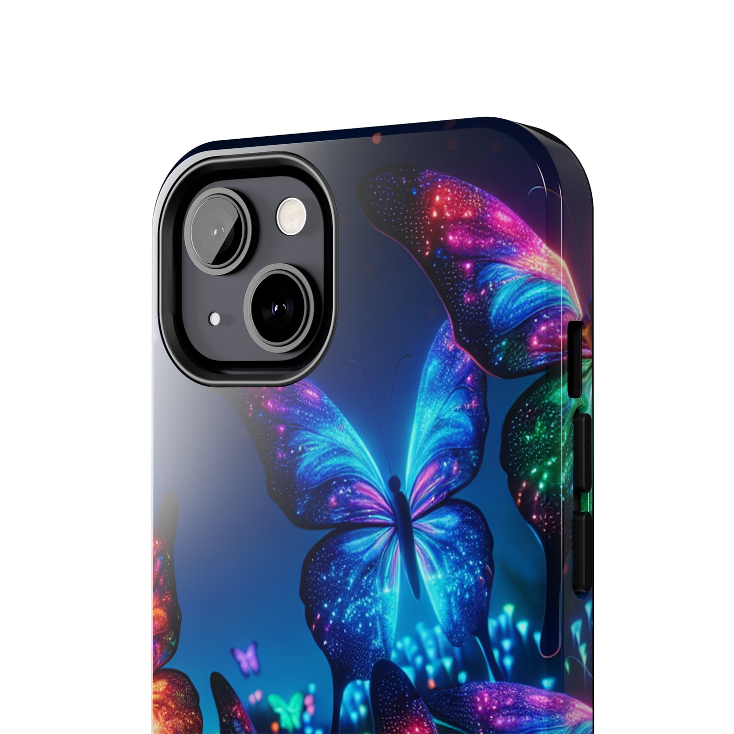 "Electric Morpho Rain" NEON Butterflies Tough Phone Case Iphone 7 8 9 10 11 12 13 14 SE X XR XS Pro Max Mini Plus