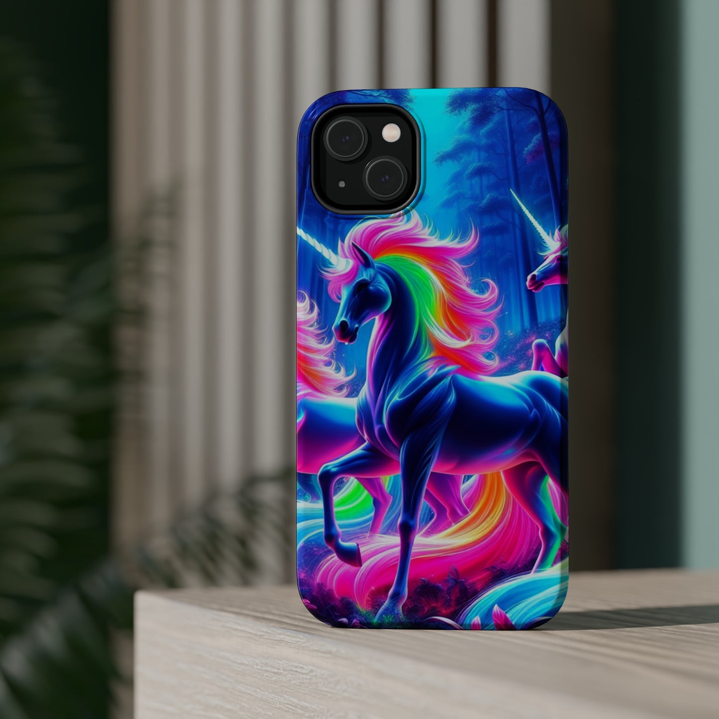 NeonNocturnals Neon Unicorns Premium Art Magsafe Magnet Tough IPhone 13 14 15 Pro Plus Max and Mini in Matte and Glossy Phone cases