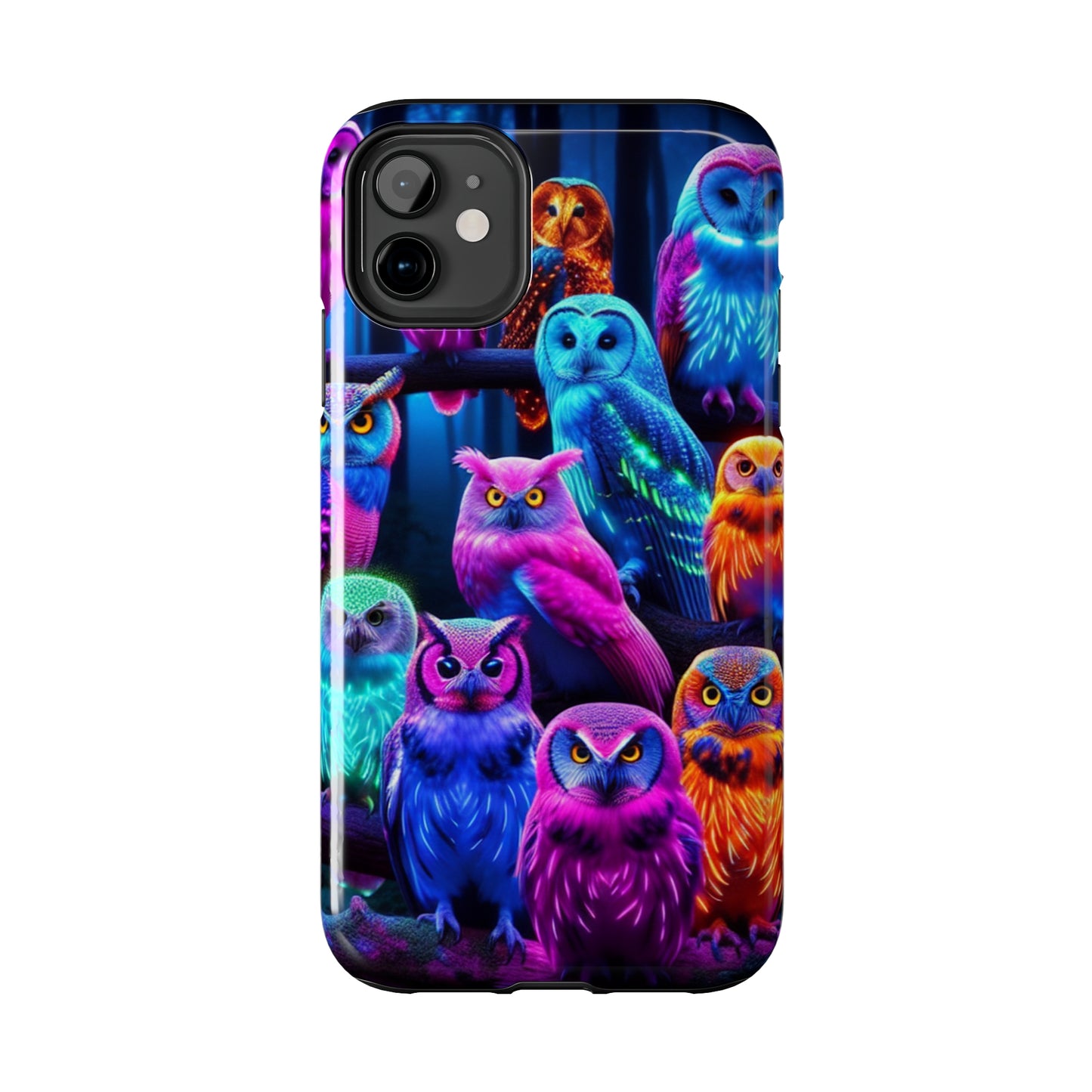 Neon Party of Owls NEON Owls Phone Case Iphone 7 8 9 10 11 12 13 14 Pro Max Mini Plus XR XS SE
