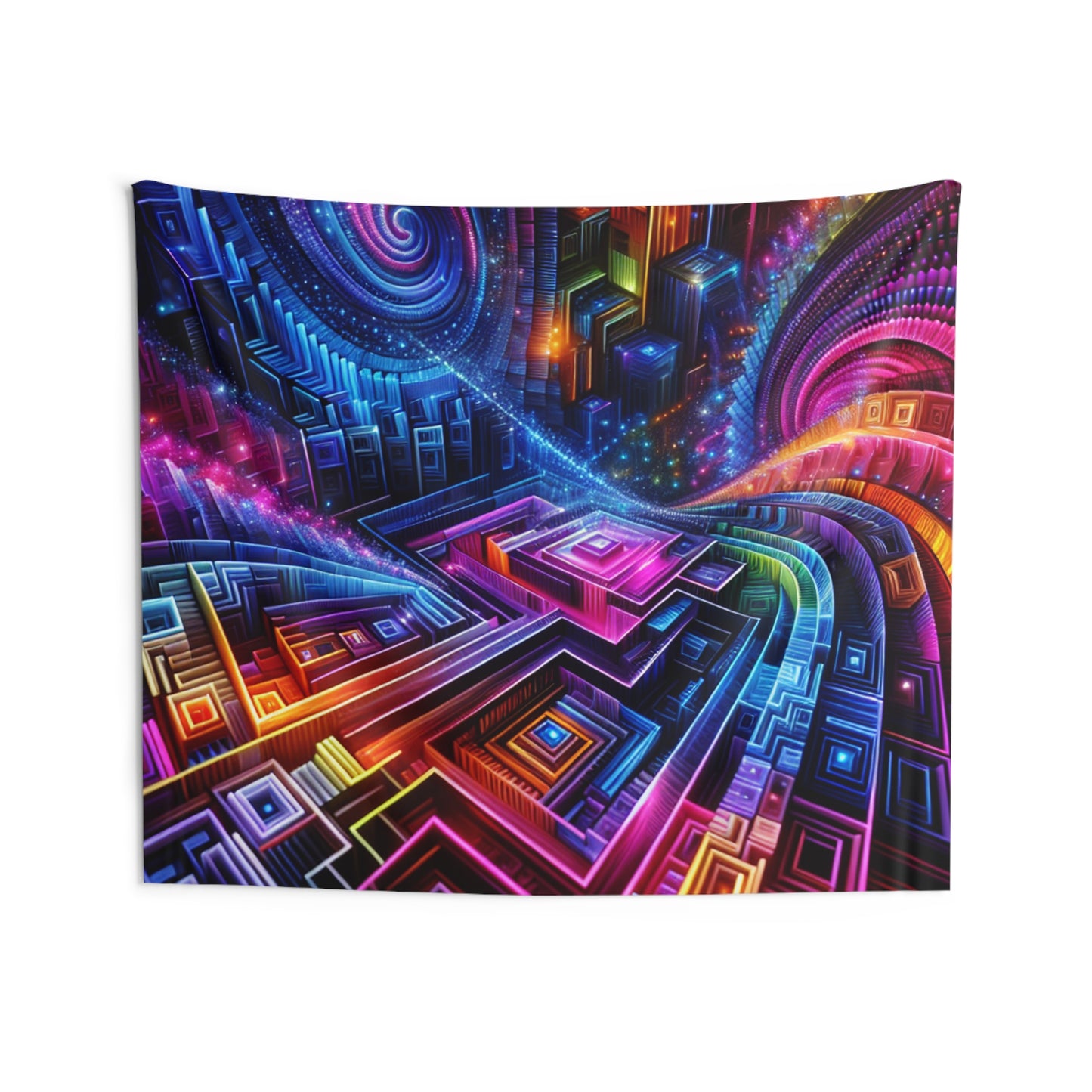 Cosmic Spiral Splatters. Infinity Patterns Art Tapestry