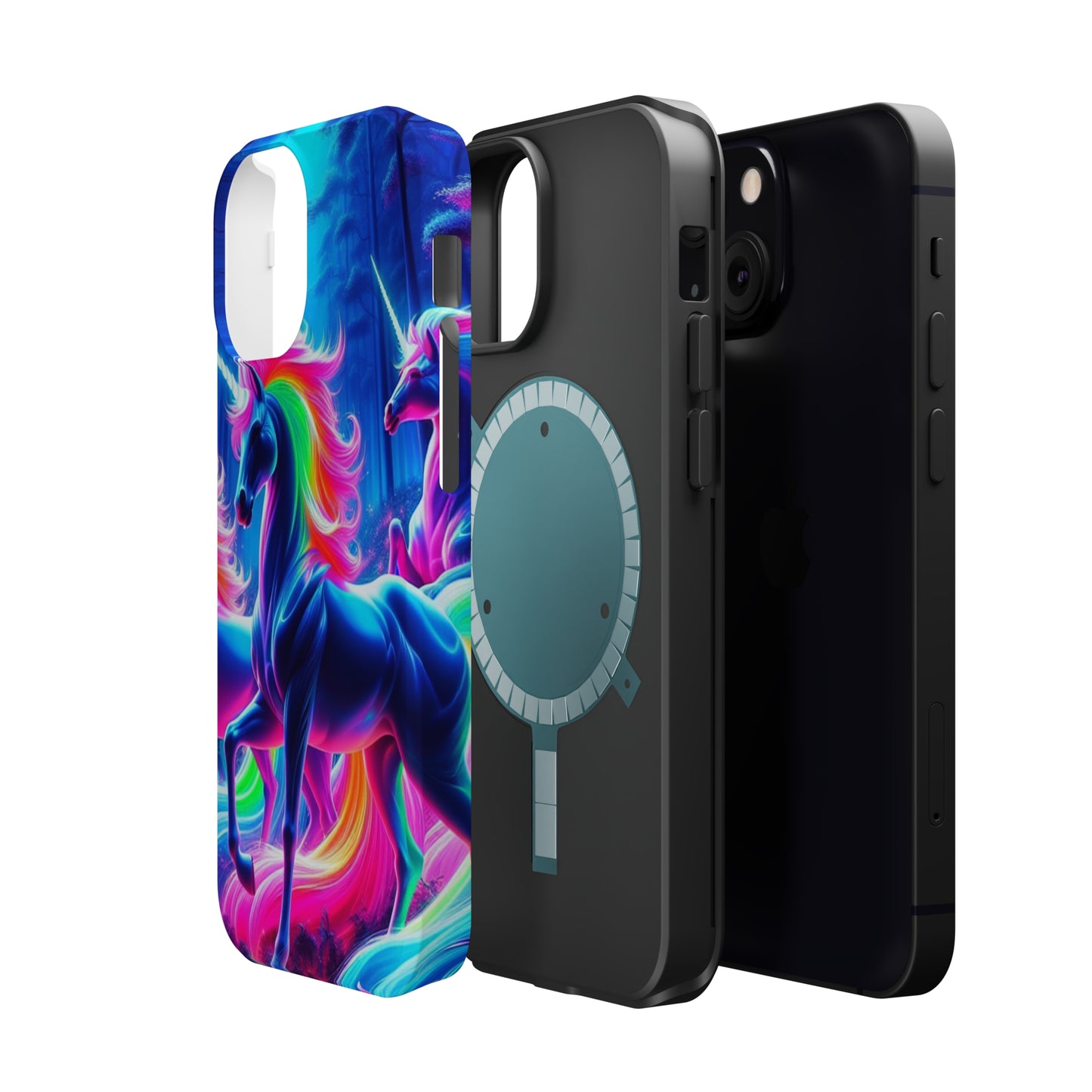 NeonNocturnals Neon Unicorns Premium Art Magsafe Magnet Tough IPhone 13 14 15 Pro Plus Max and Mini in Matte and Glossy Phone cases