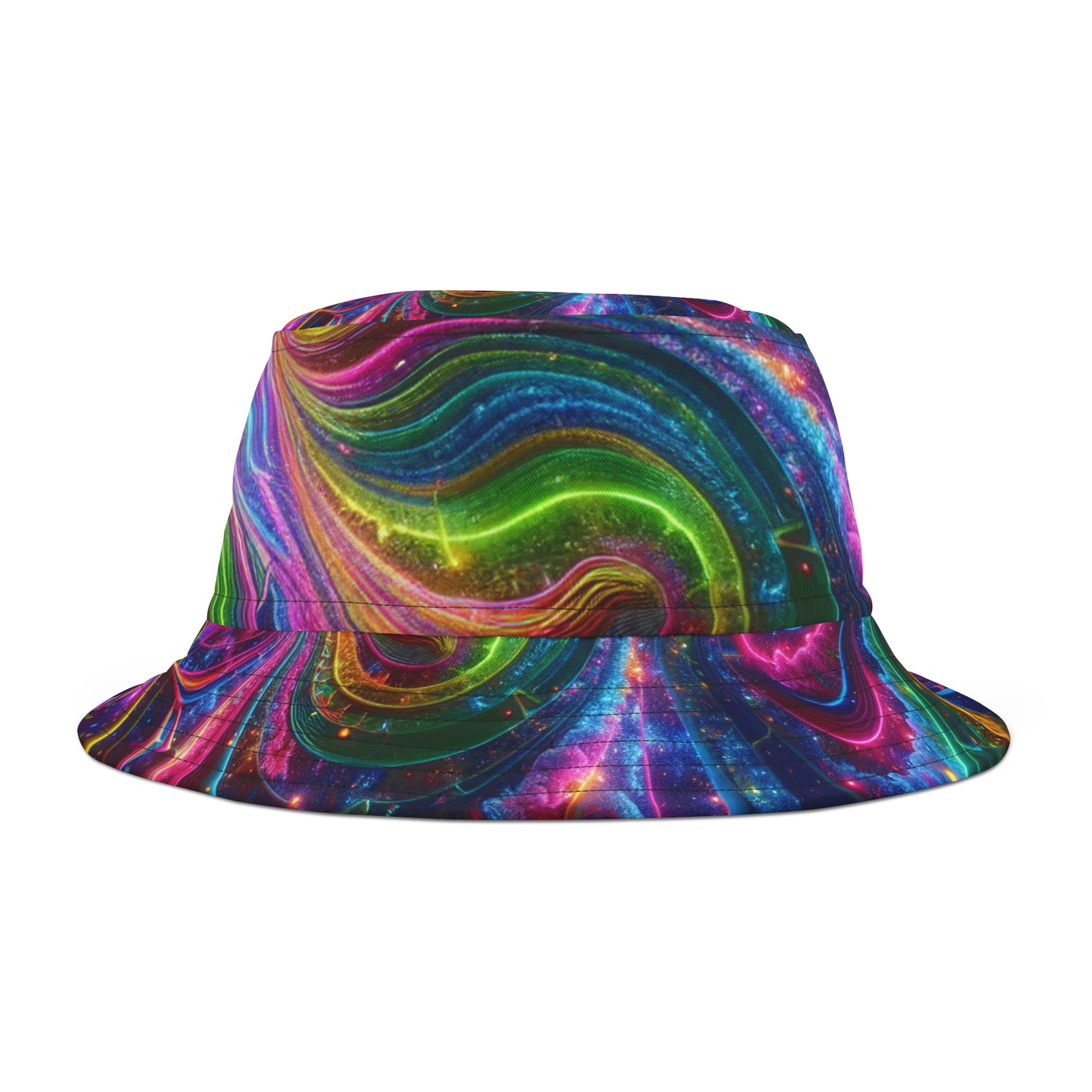 Psychedelic Prism Dreamscape Neon Trippy Infinity Patterns Art Bucket Hat
