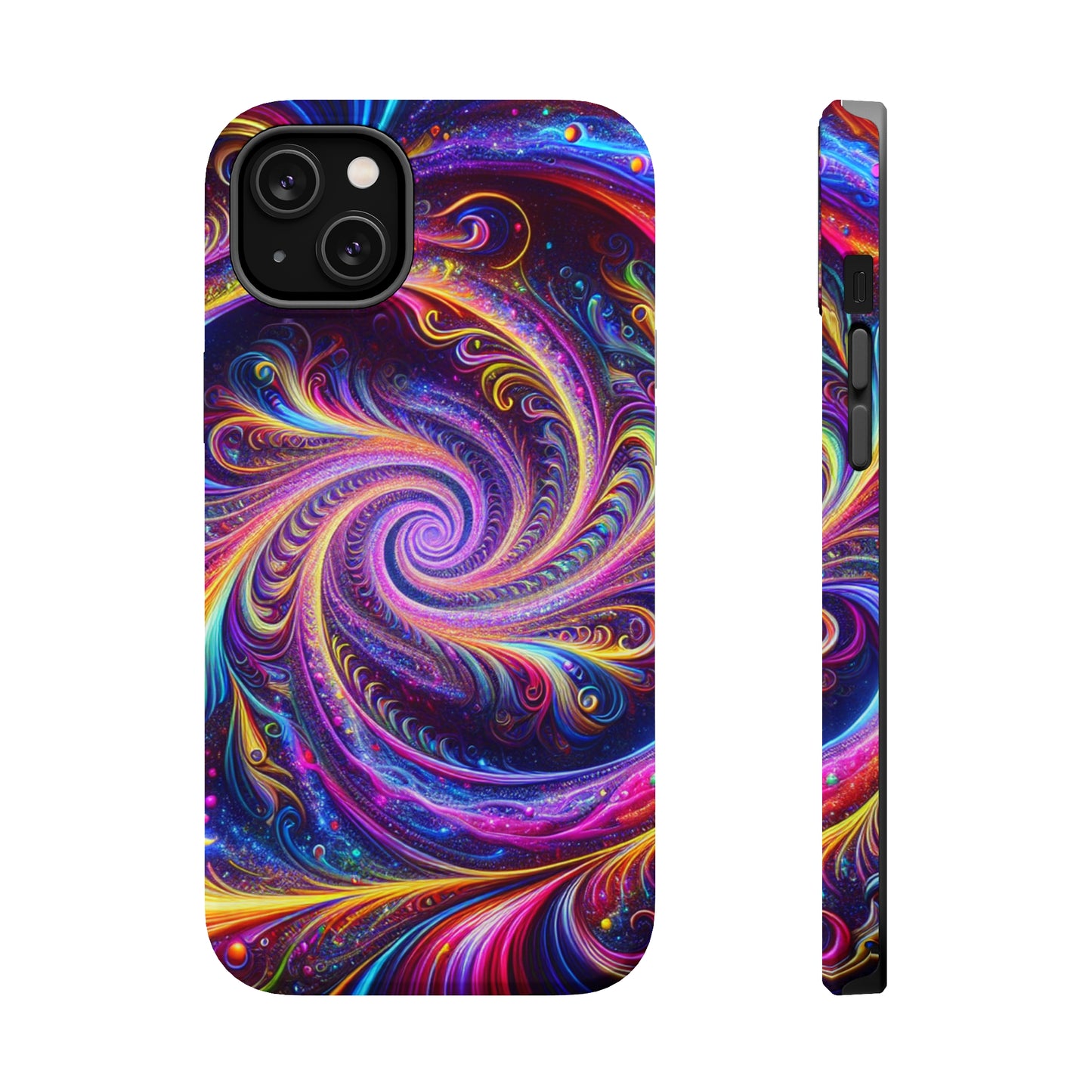 Vivid Psychedelic Cosmic Euphoria. Neon Trippy Infinity Patterns Premium Art Magsafe Magnet Tough IPhone 13 14 15 Pro Plus Max and Mini in Matte and Glossy Phone cases