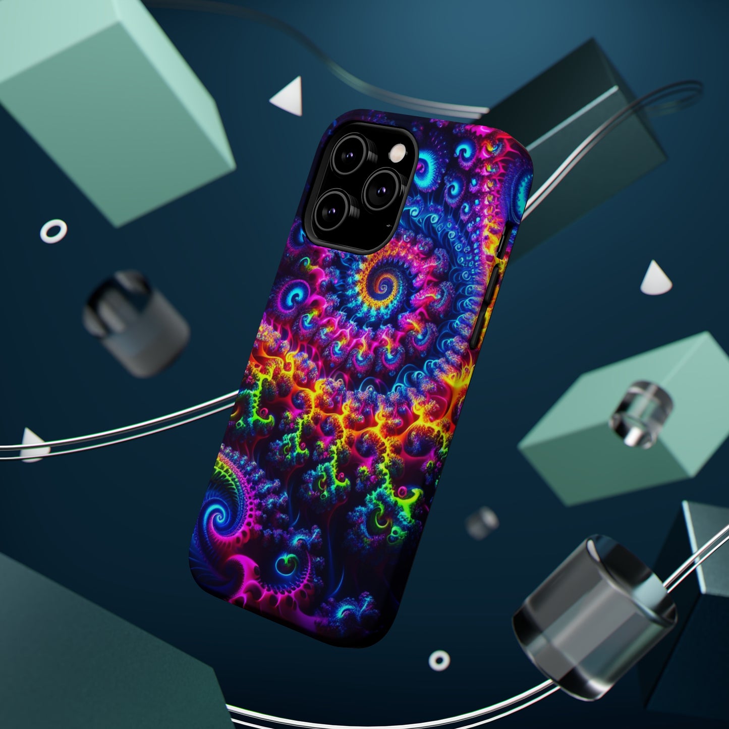 Twilight Infinyscape Neon Trippy Infinity Patterns Premium Art Magsafe Magnet Tough IPhone 13 14 15 Pro Plus Max and Mini in Matte and Glossy Phone cases