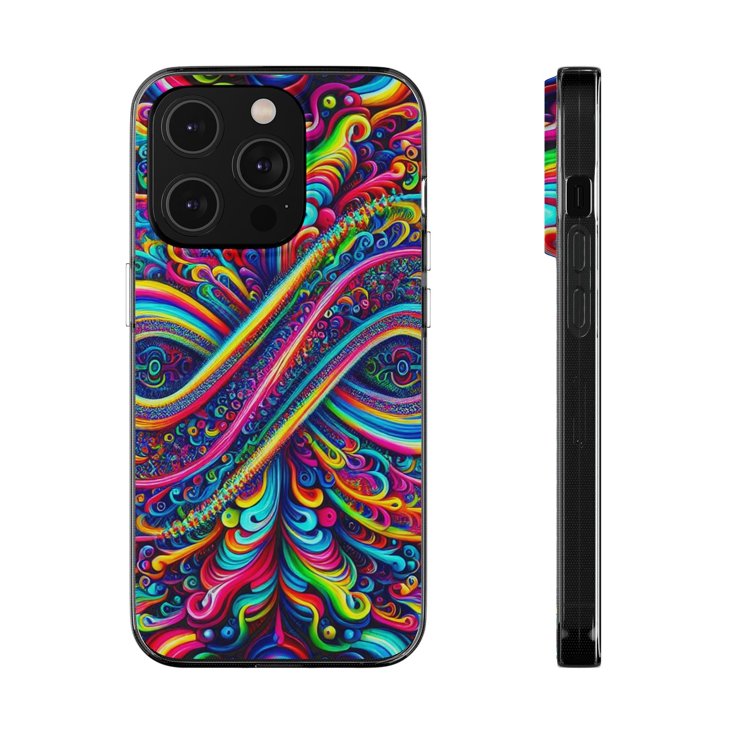 'Infinite Neon Illusion' Infinity Patterns Art Polycarbonate Phone Case