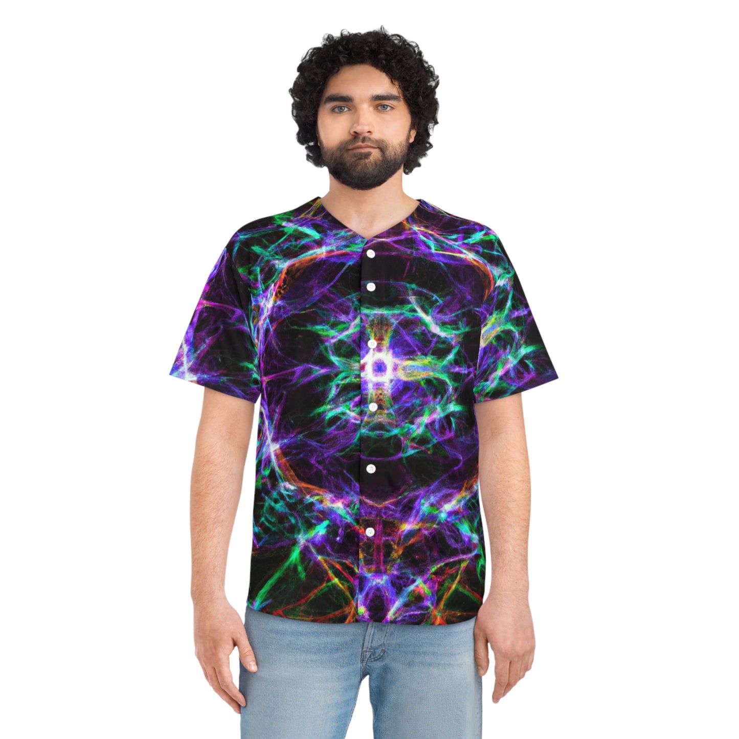 Vortex Horizons of Neon Splendor. Trippy Infinity Patterns Mens Jersey
