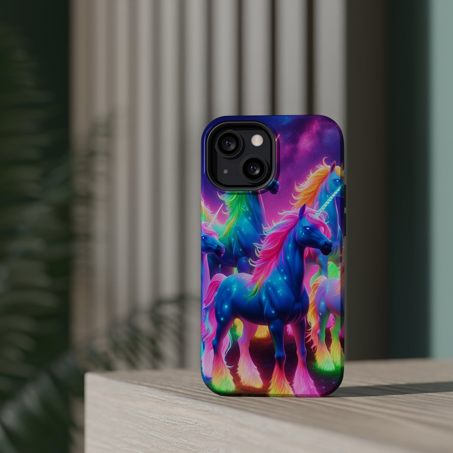 Neon Unicorn Congregation Neon Unicorns Premium Art Magsafe Magnet Tough IPhone 13 14 15 Pro Plus Max and Mini in Matte and Glossy Phone cases