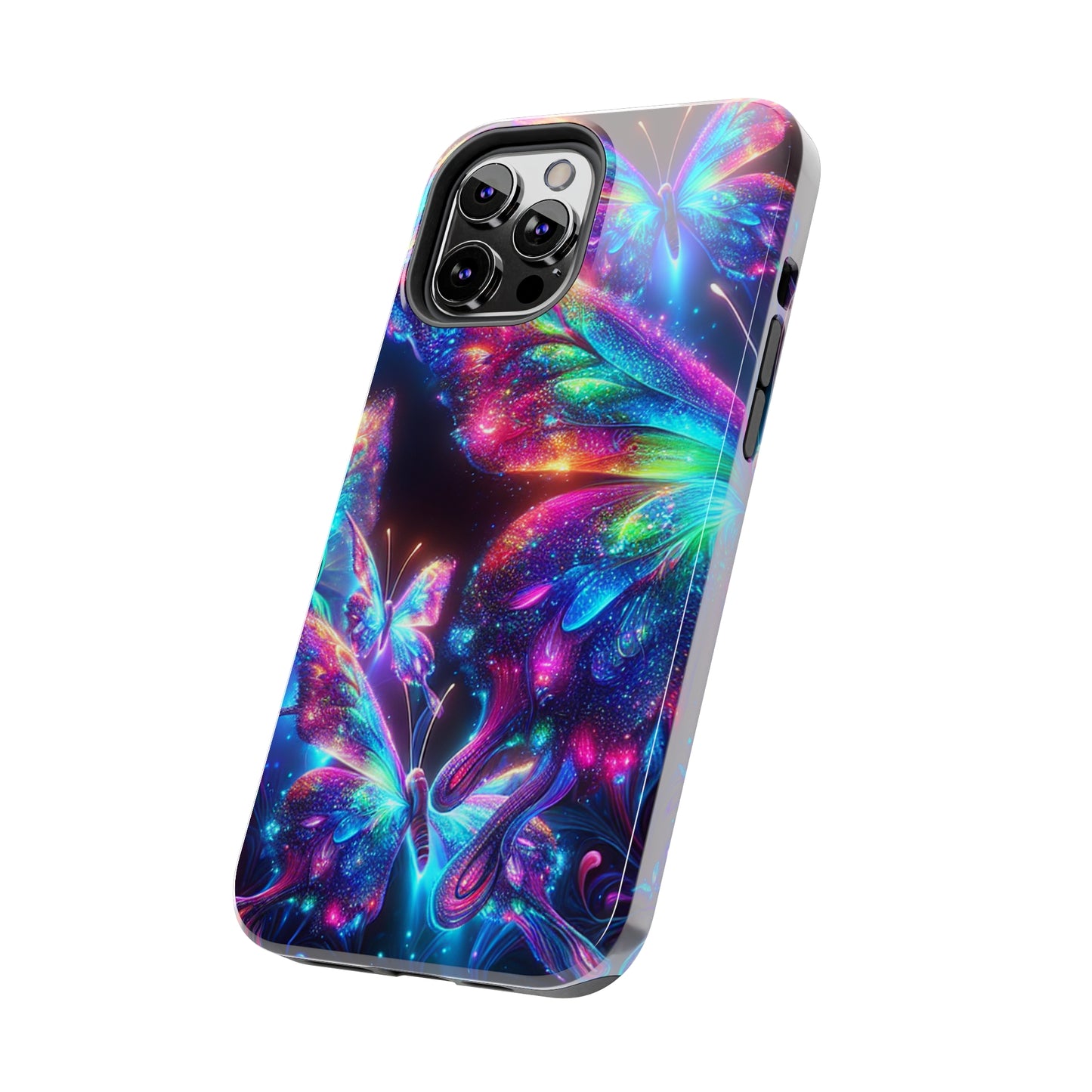 "Butterfly Prism Eruption" NEON Butterflies Tough Phone Case