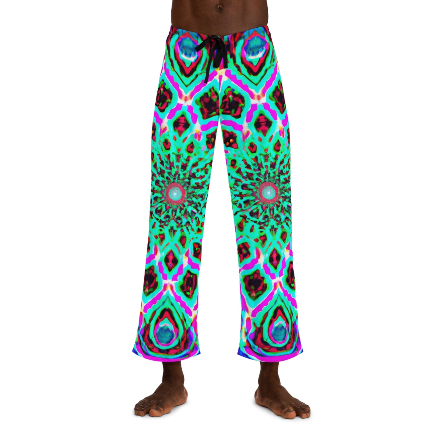 TDB Neon Infinity Vortex Trippy Infinity Patterns Mens Pajama Pants