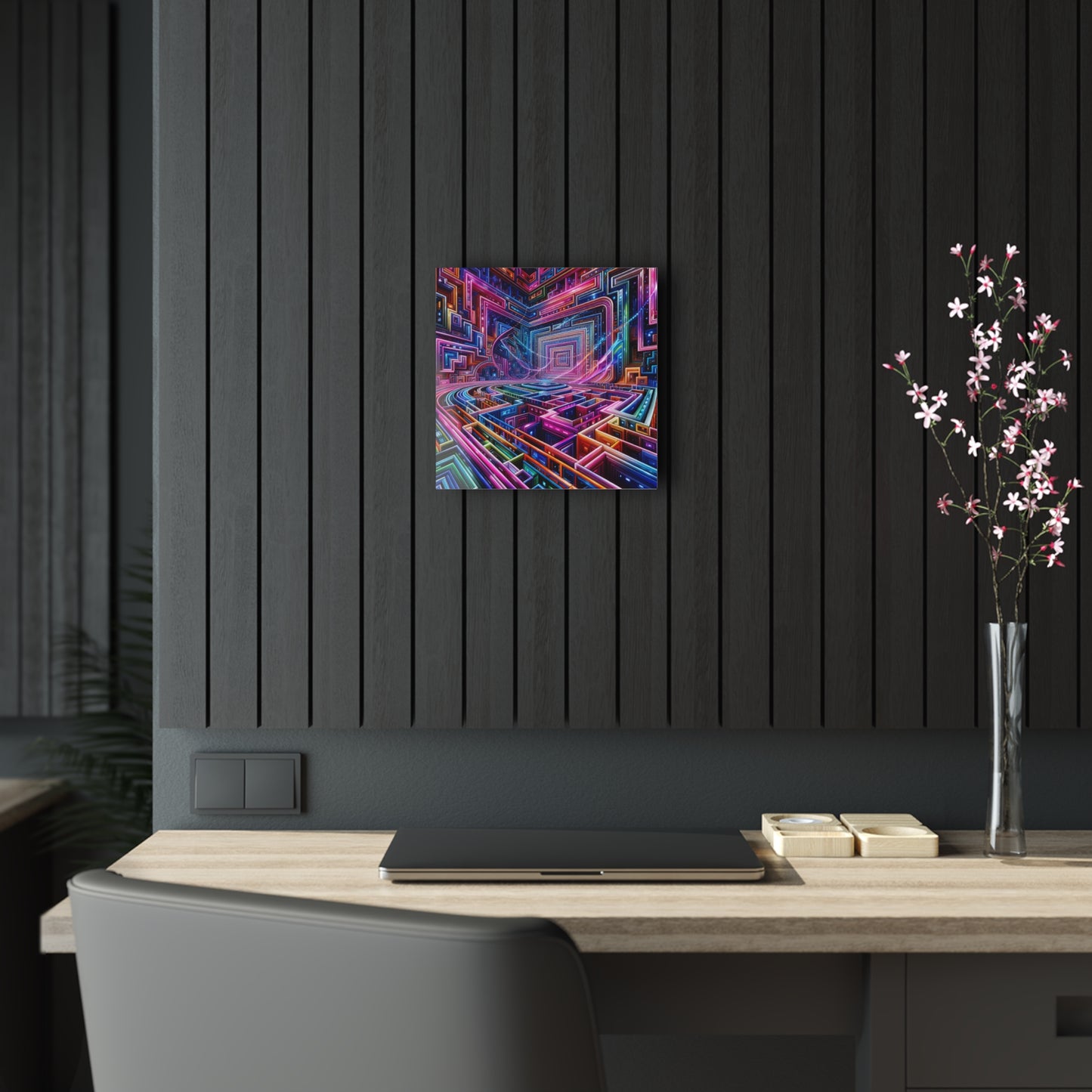 Neon Liminiscence Trippy infity Pattern 1/4" Glossy Acrylic Art