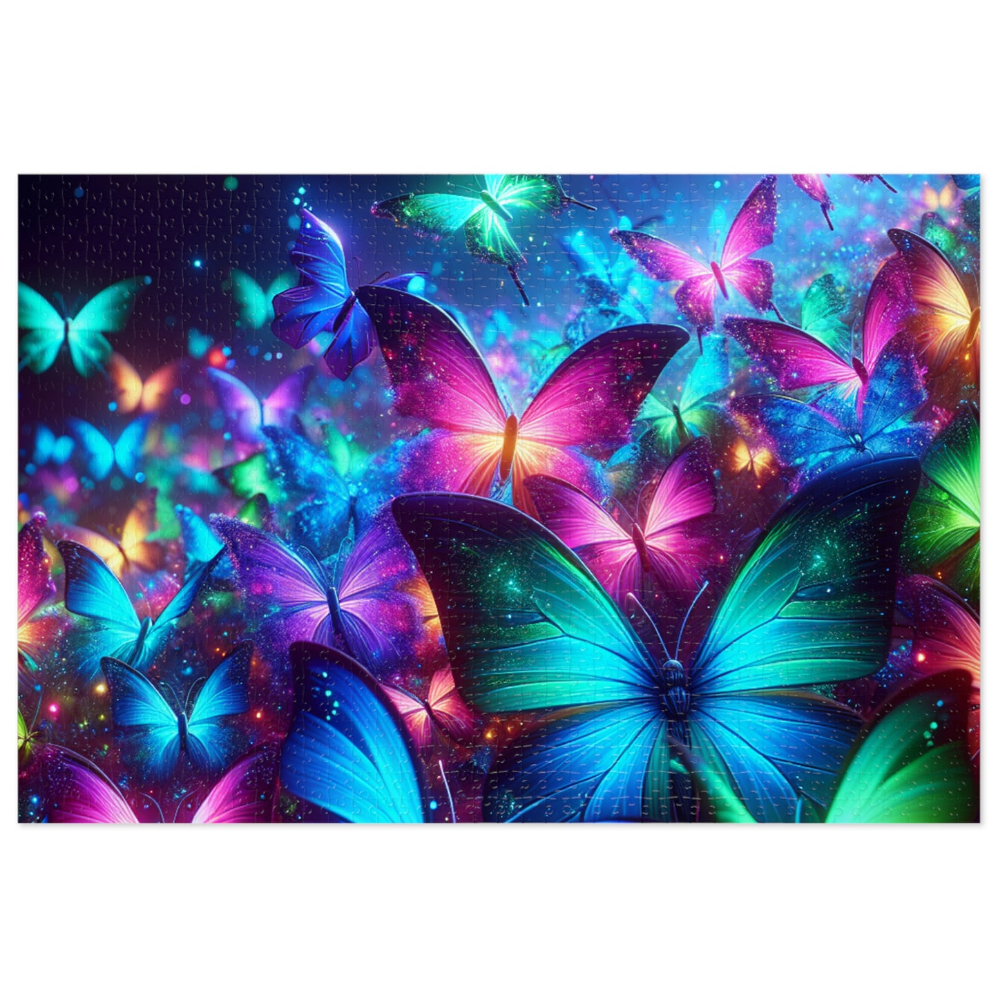 Neon Flutter. - Neon Butterflies Puzzle30, 110, 252, and 1000 Pieces