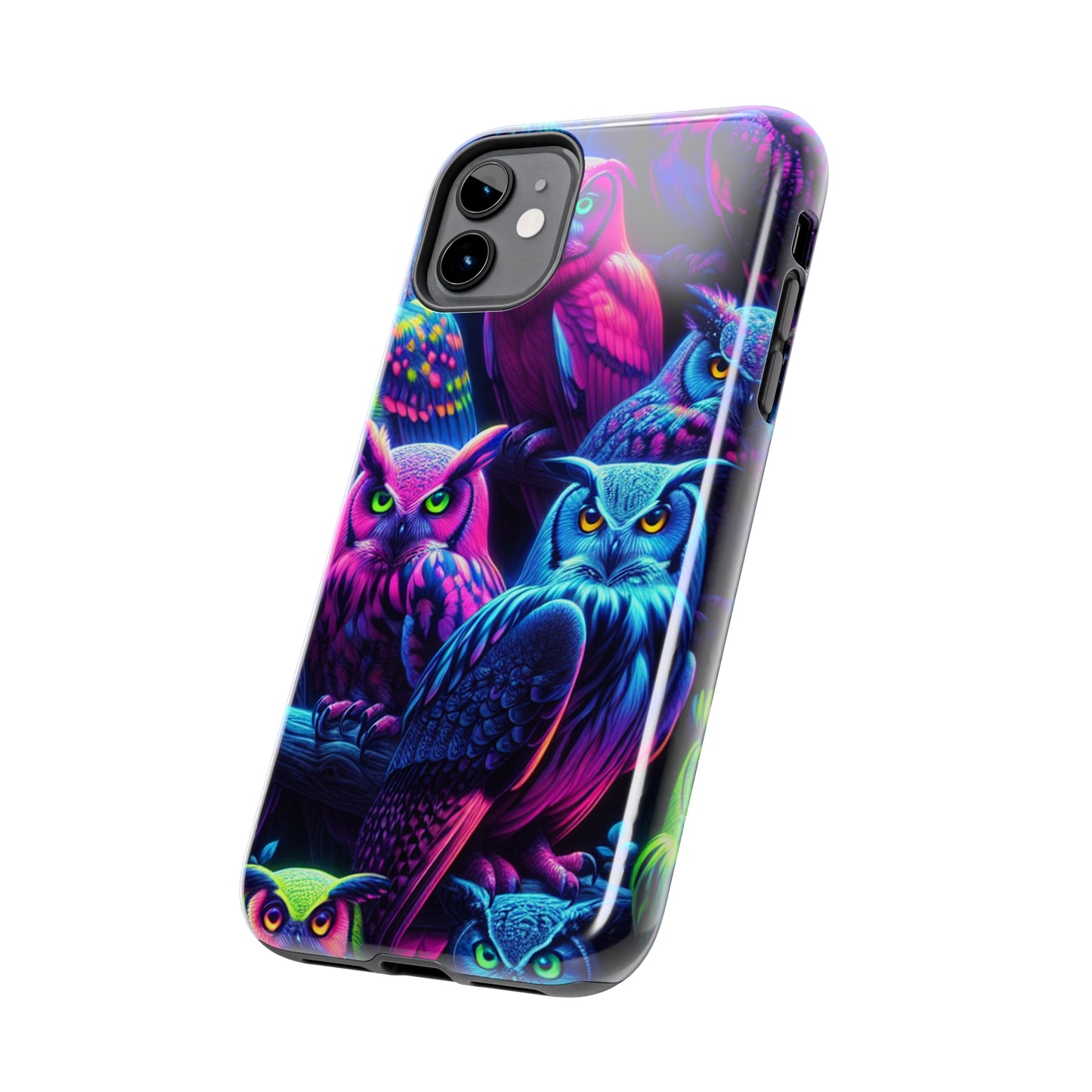 "Vivid Neon Nocturnal Symphony" NEON Owls Tough Phone Case