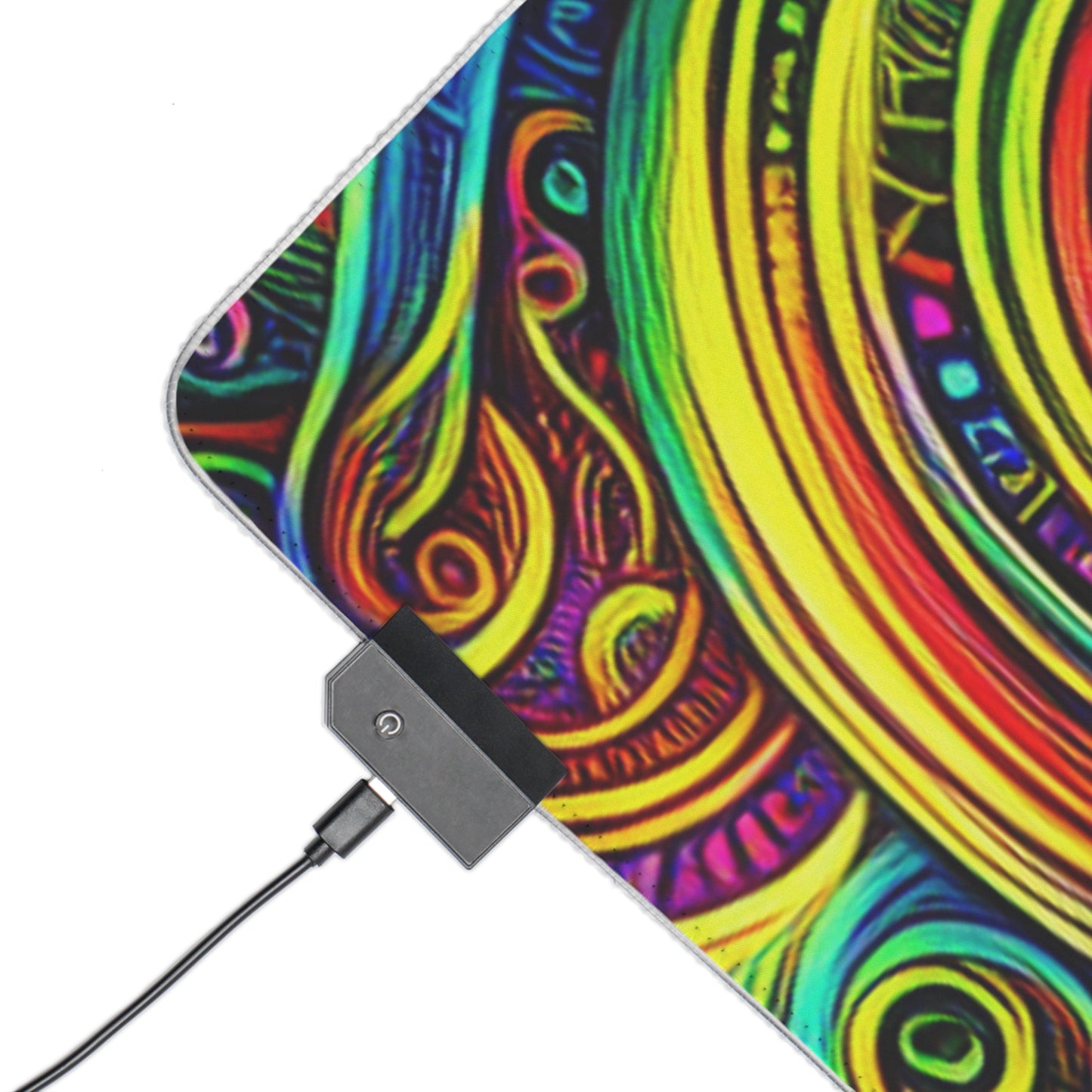 Cosmic Prismatic Woven Illustration. NEON Infinity Patterns Art LED Mousepad