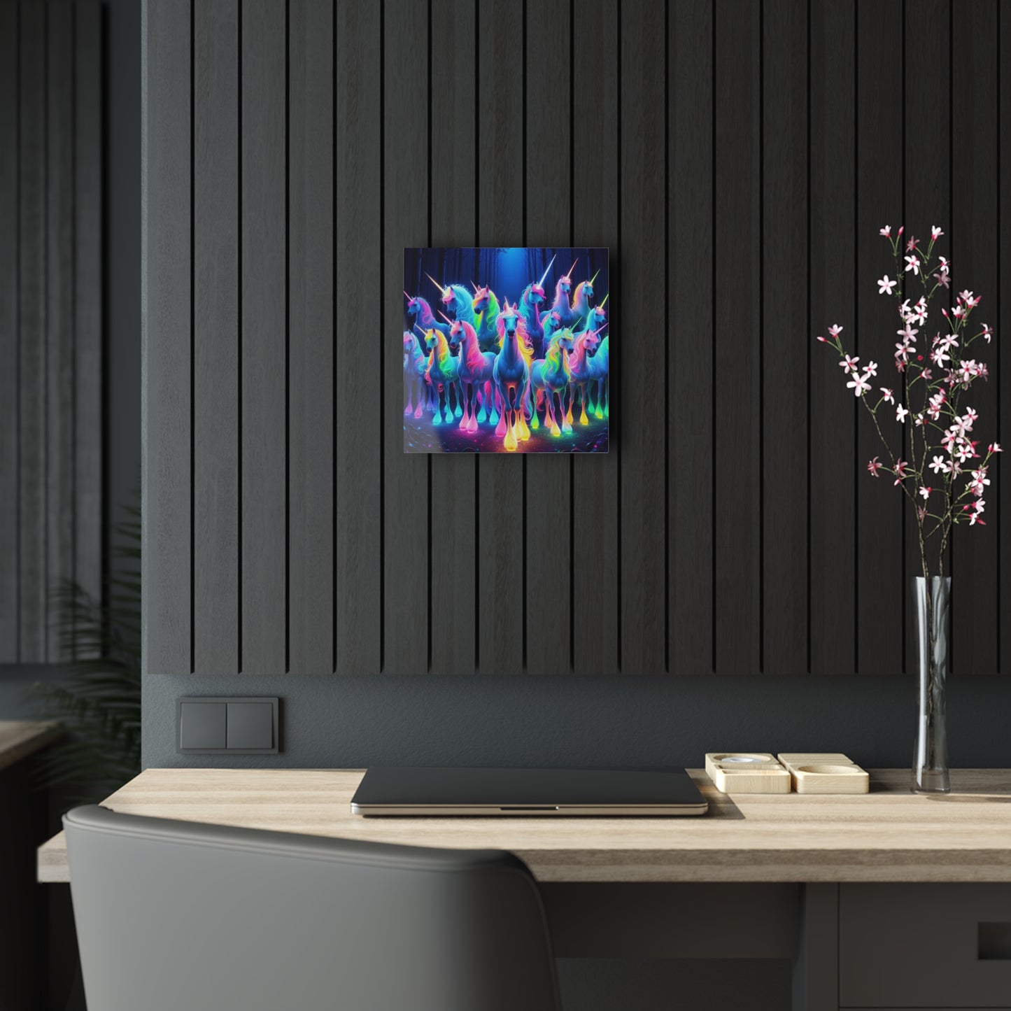 Cosmic Chromatic Unicorns. NEON Unocrons Art 1/4" Glossy Acrylic Art