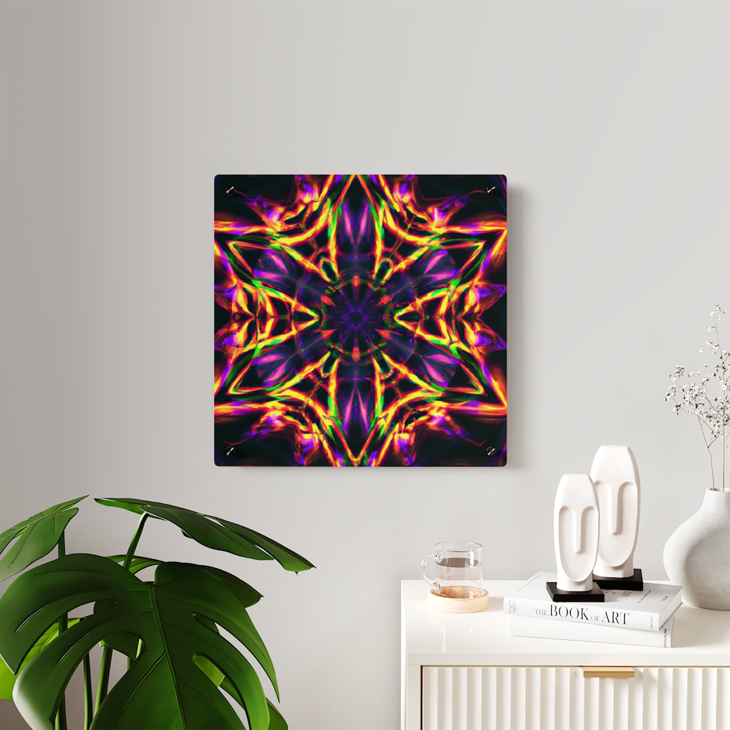 Neon Ascension. Trippy Infinity Patterns Acrylic Art Panel