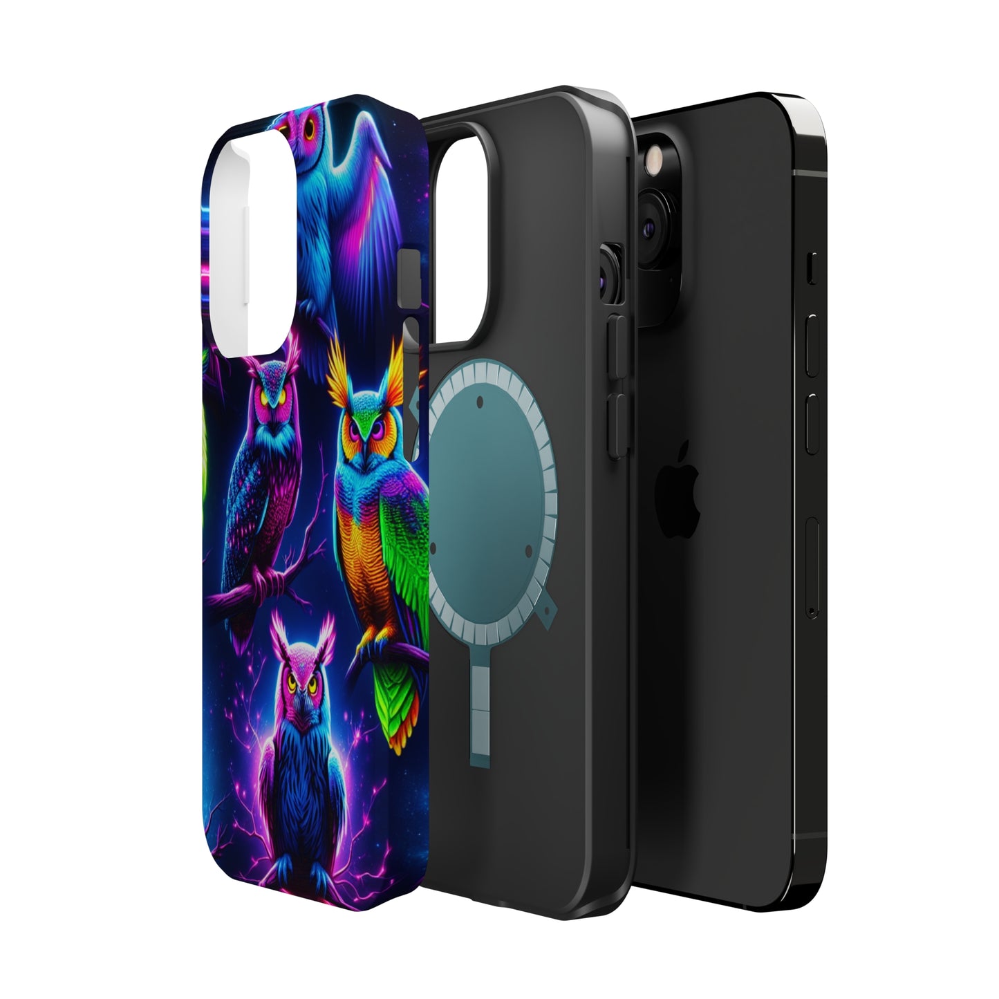 Neon Owlfection. Neon Owls Premium Art Magsafe Magnet Tough IPhone 13 14 15 Pro Plus Max and Mini in Matte and Glossy Phone cases