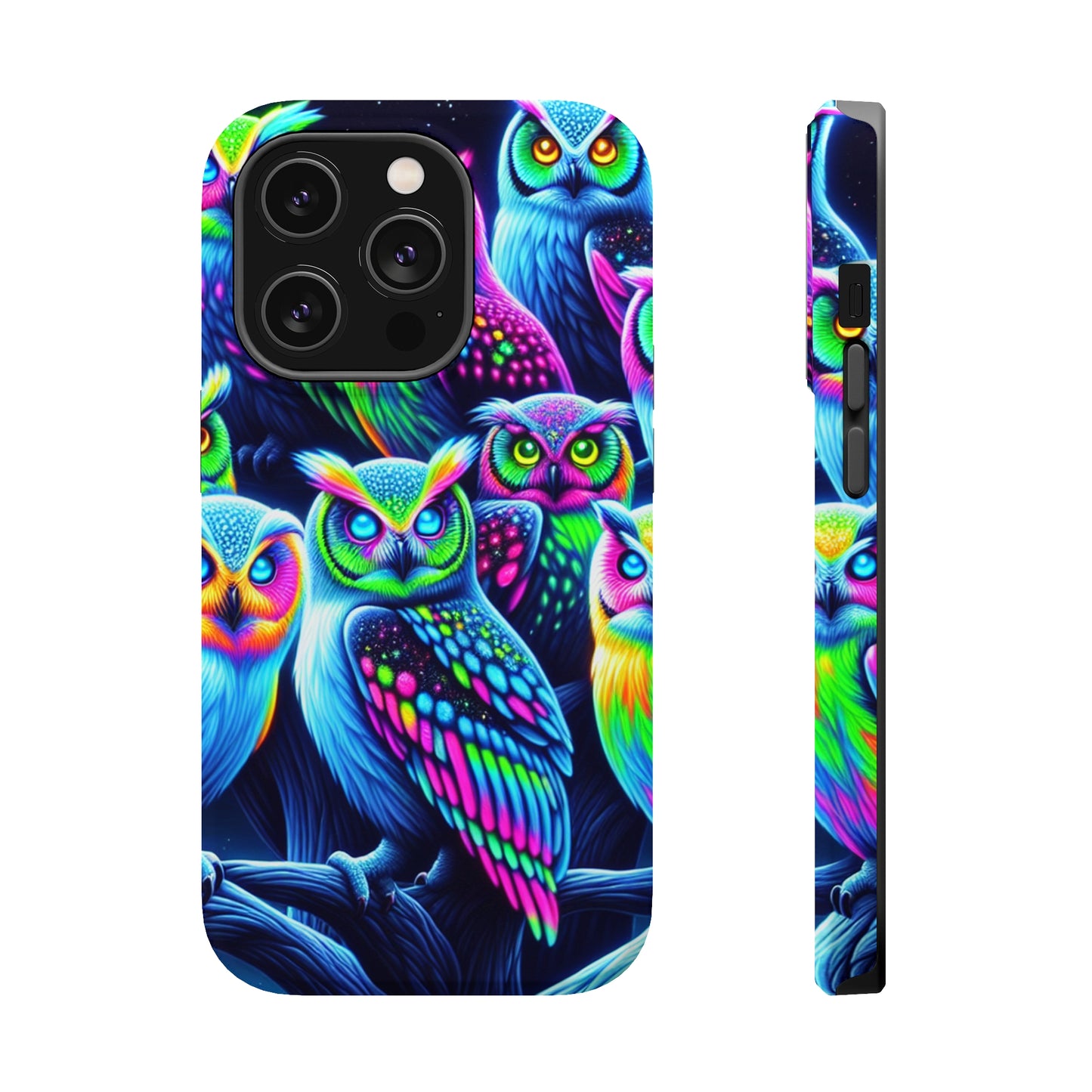 Neon Night Owls. Neon Owls Premium Art Magsafe Magnet Tough IPhone 13 14 15 Pro Plus Max and Mini in Matte and Glossy Phone cases