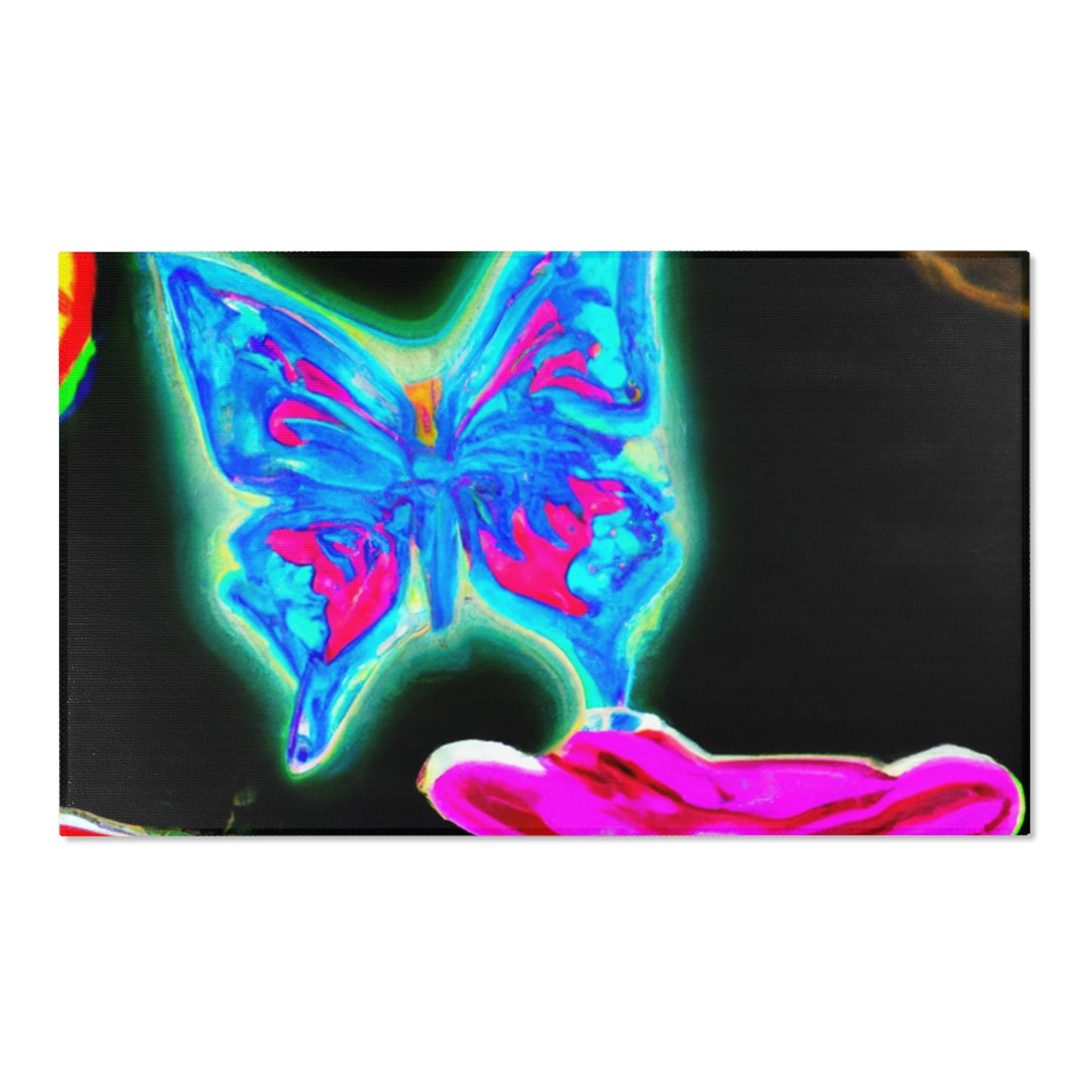 Vivid Nocturnal Nebula Butterflies & Mushrooms Area Rug