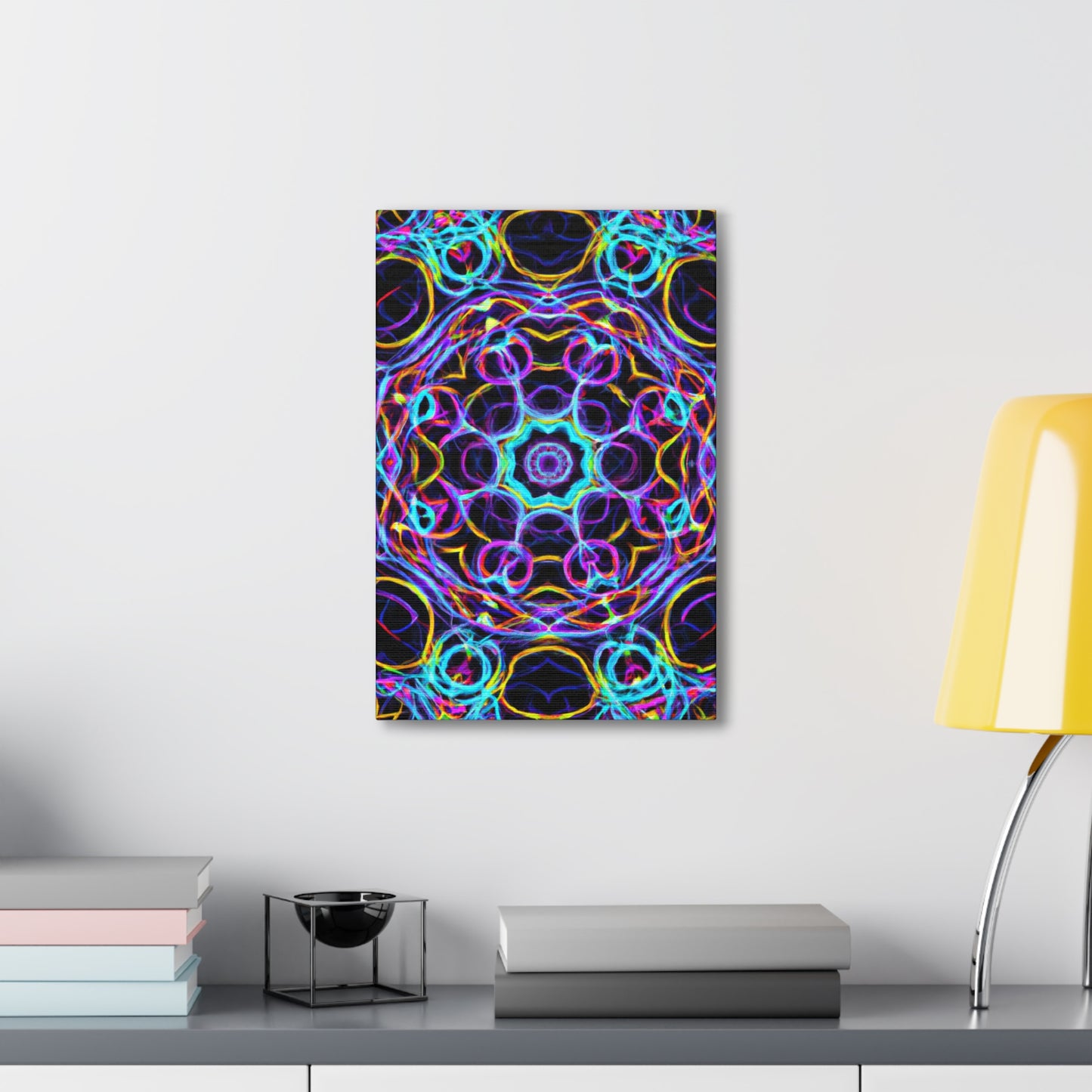 Neon Infinity Voyage. Trippy Infinity Patterns Art Canvas