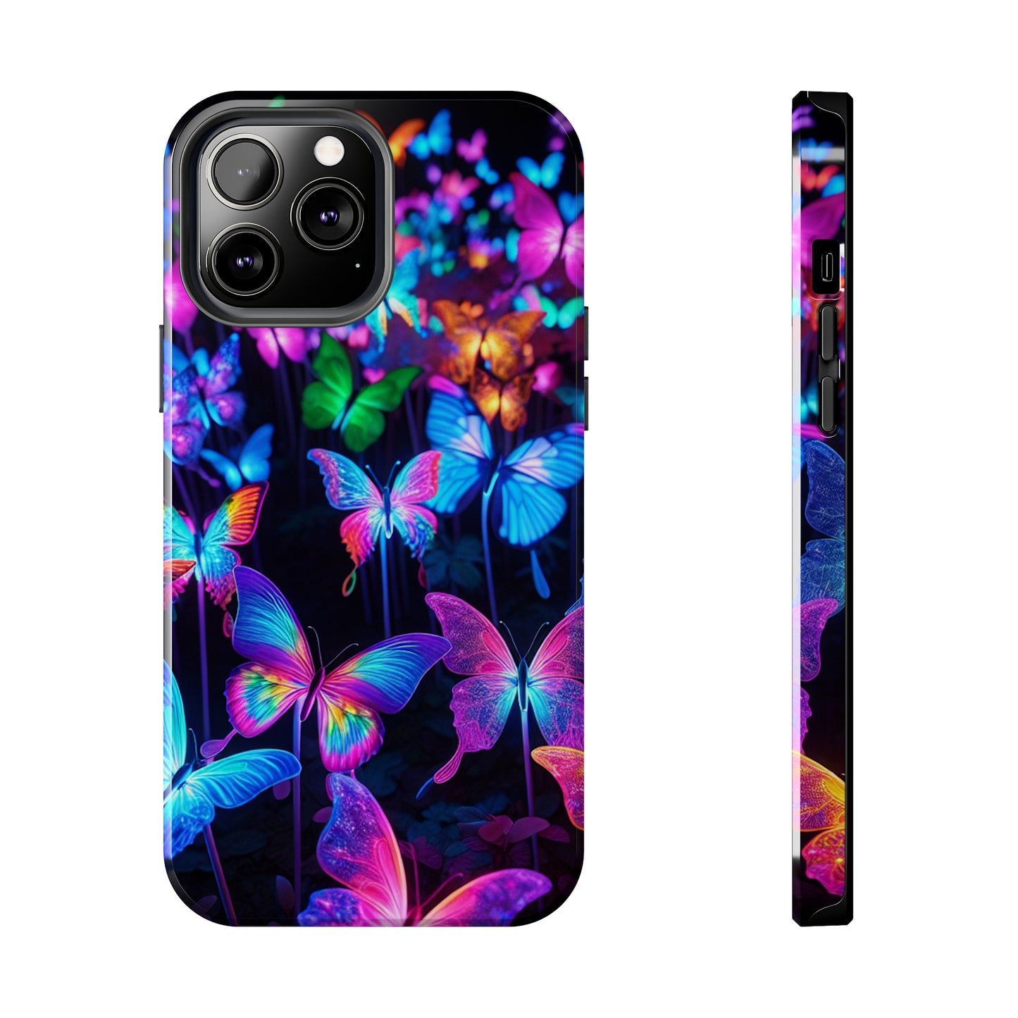 "Neon Flutterby Lights" NEON Butterflies Tough Phone Case