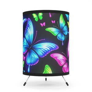 "Neon Swarm" - NEON Butterflies Art Tripod Lamp