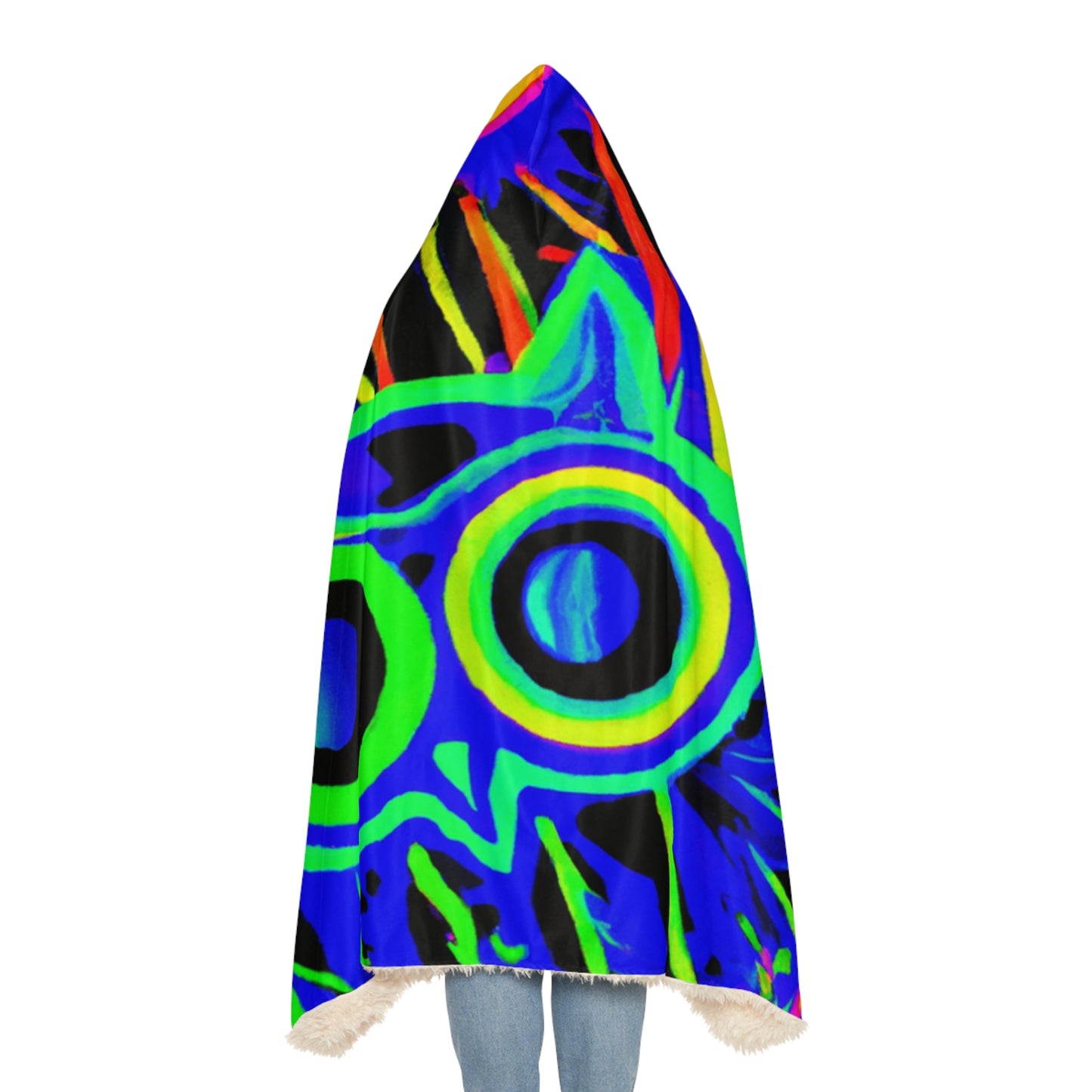 Neon Owls in Flight - NEON Owls Art Hooded Snuggle Blanket