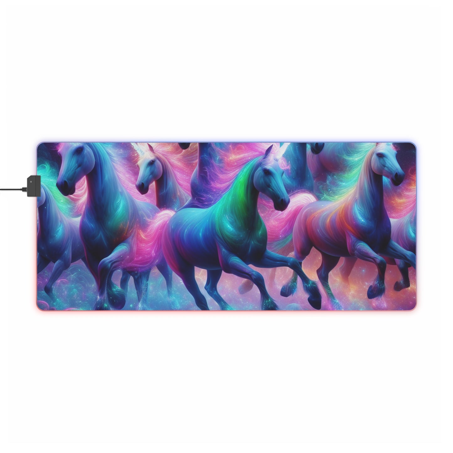 "Neon Dreamscape of Unicorns" NEON Unicorns LED Mousepad