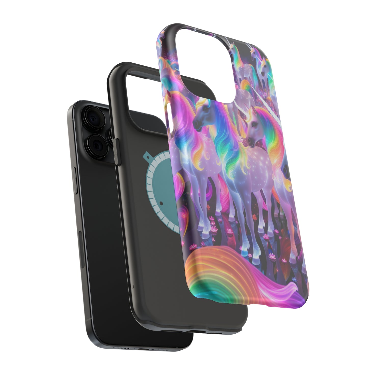 Neon Wonderland Unicorns Neon Unicorns Premium Art Magsafe Magnet Tough IPhone 13 14 15 Pro Plus Max and Mini in Matte and Glossy Phone cases