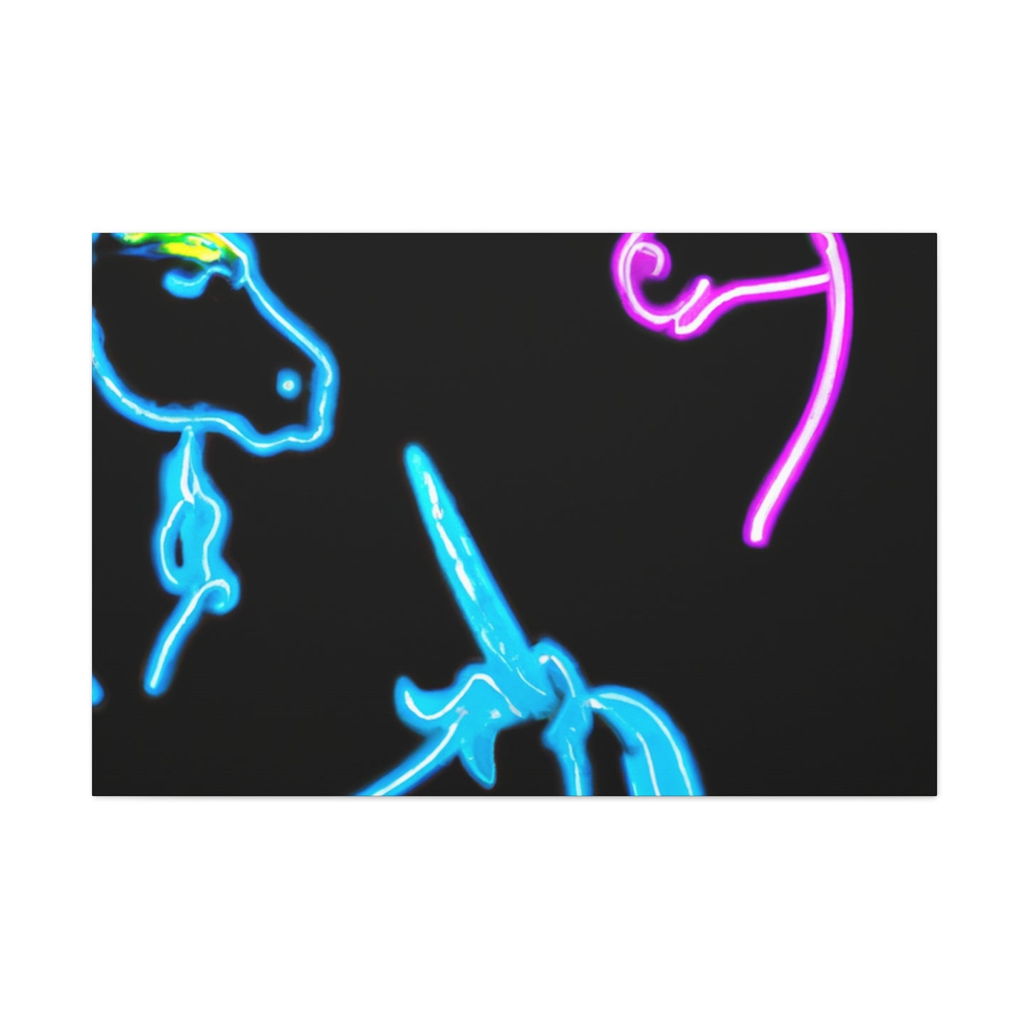 Vibrant Neon Fantasy NEON Unicorns Art Canvas
