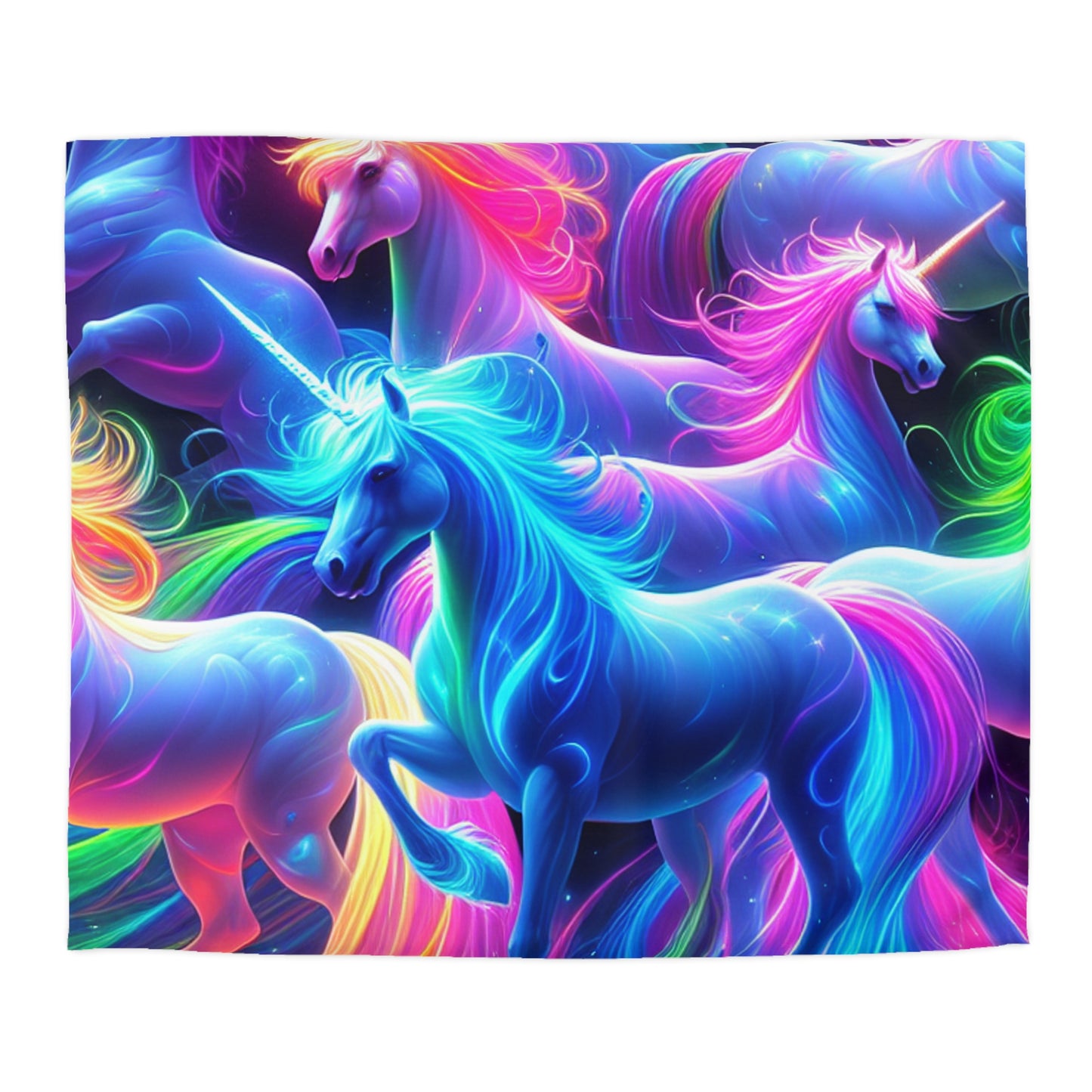 Paolo Nasini - NEON Unicorns Microfiber Duvet Cover