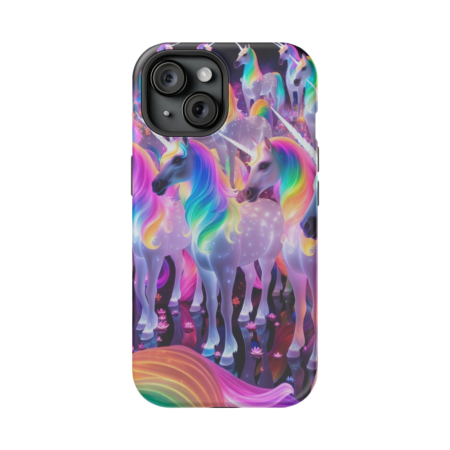 Neon Wonderland Unicorns Neon Unicorns Premium Art Magsafe Magnet Tough IPhone 13 14 15 Pro Plus Max and Mini in Matte and Glossy Phone cases