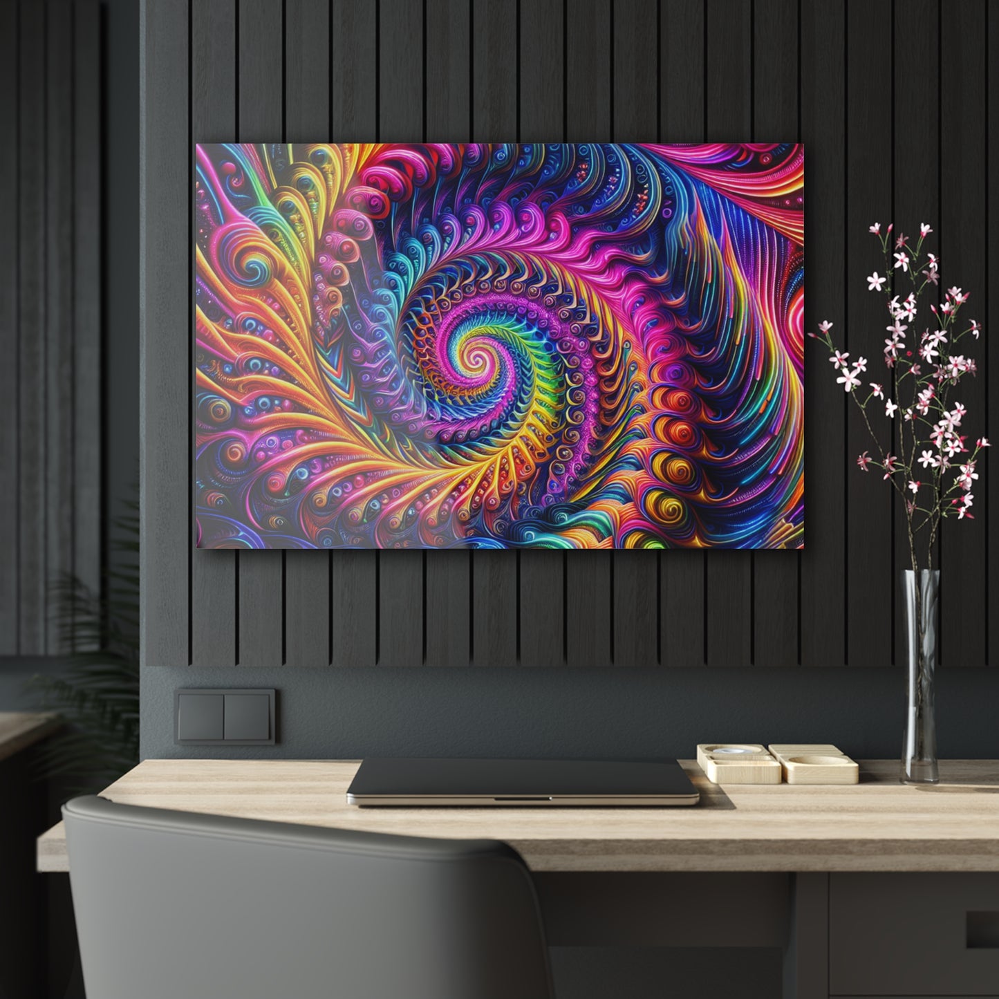 Neon Infinity Vivacity Trippy infity Pattern 1/4" Glossy Acrylic Art