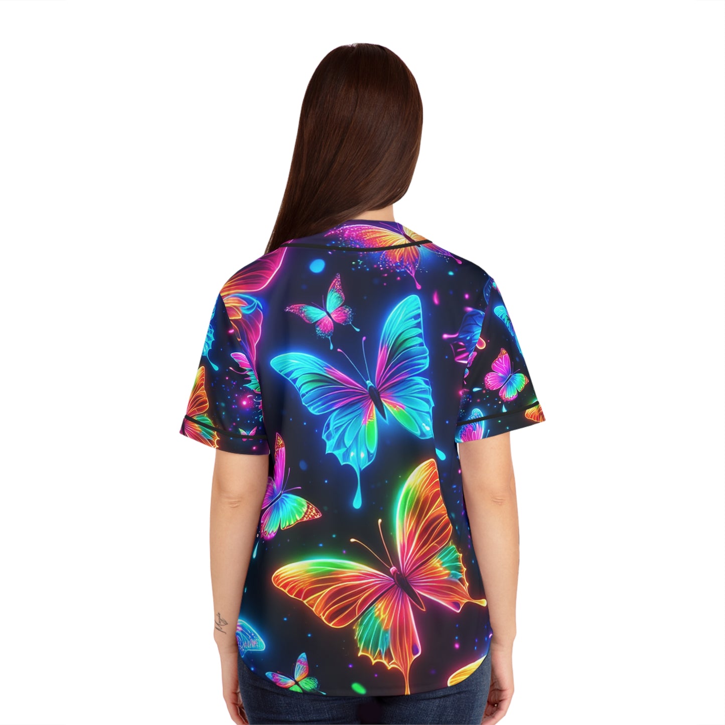 "Rainbow Butterfly Flight" Neon Butterflies Womans Jersey